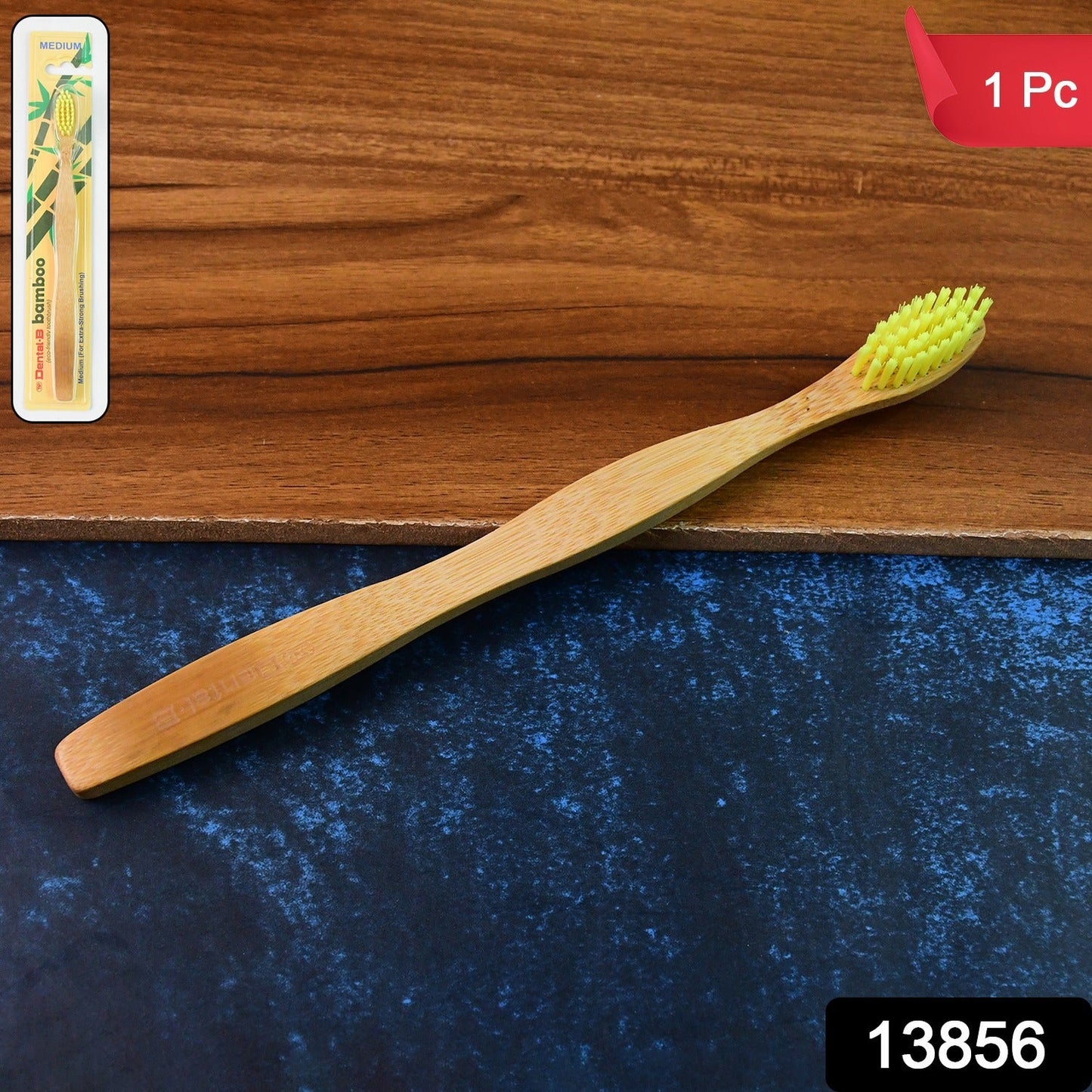 Single pack natural bamboo toothbrush with ergonomic handle