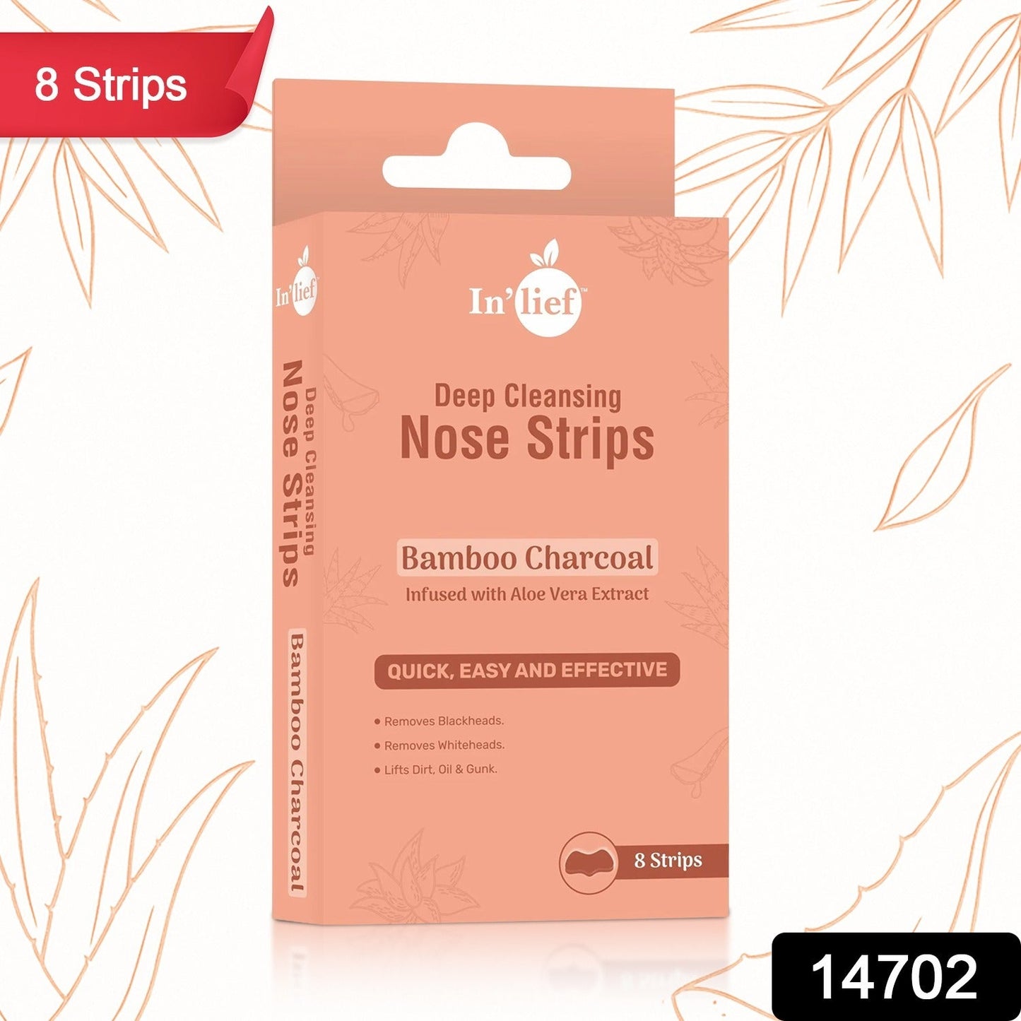 Activated bamboo charcoal and aloe vera infused nose mask strip