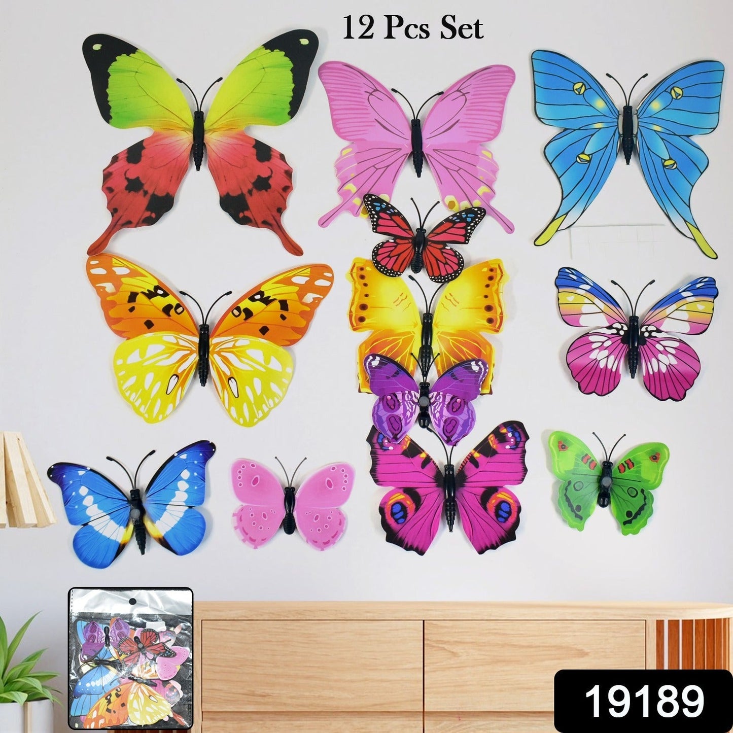 Close-up of colorful 3D butterfly wall stickers showcasing details