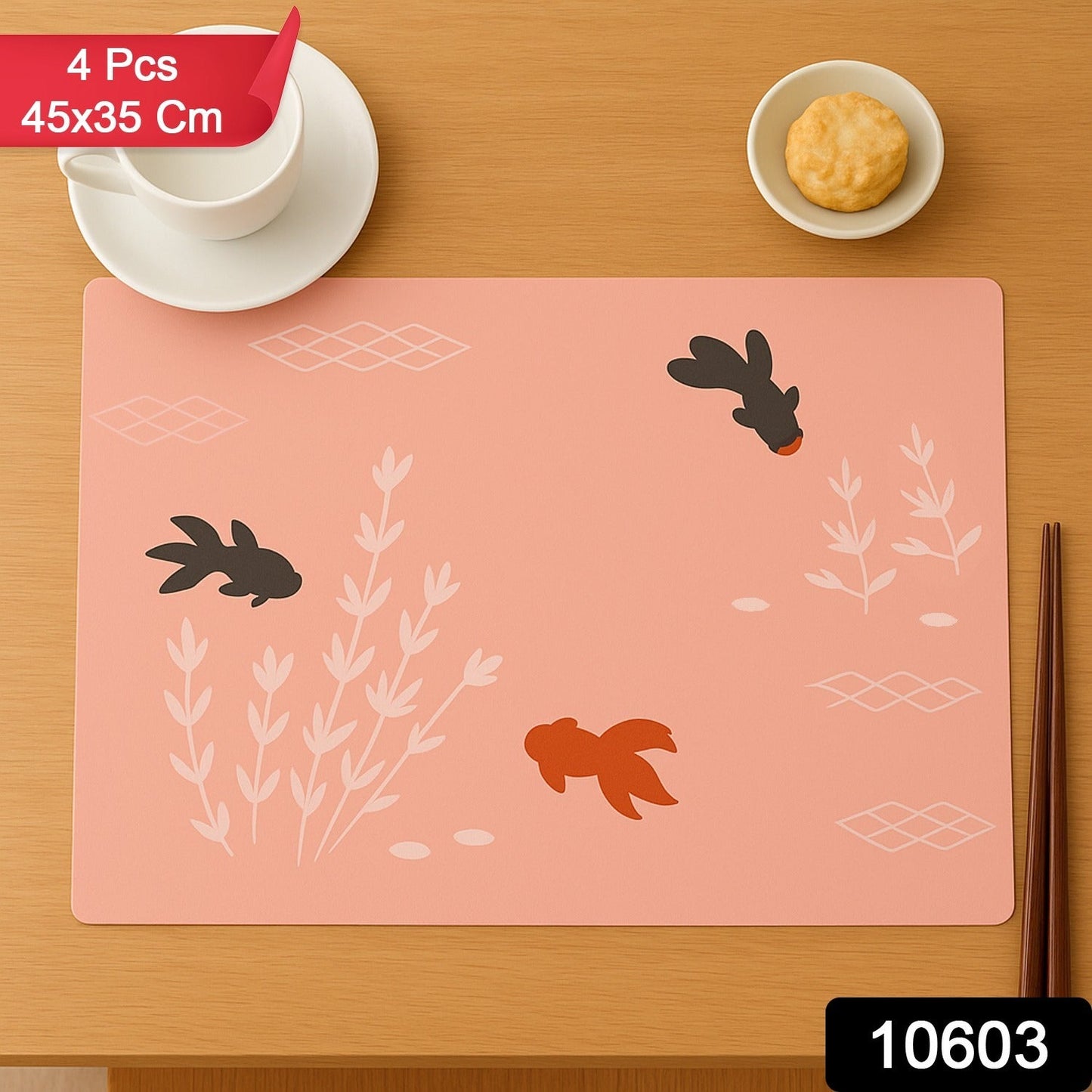 Elegant decorative dining table placemats showcasing fish pattern