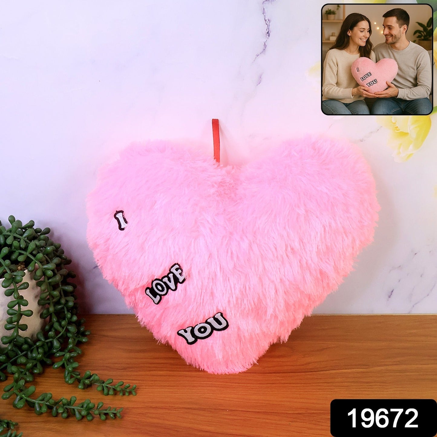 Decorative heart shaped plush cushion for romantic home decor
