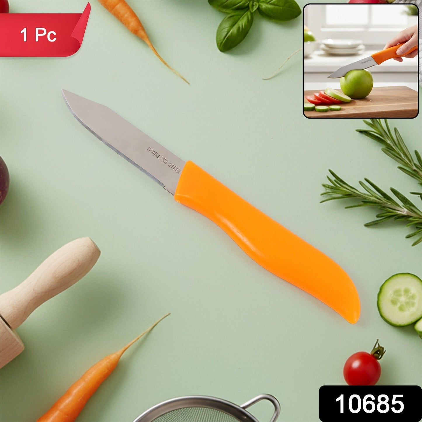 Sharp stainless steel paring knife ideal for precise fruit and vegetable cutting