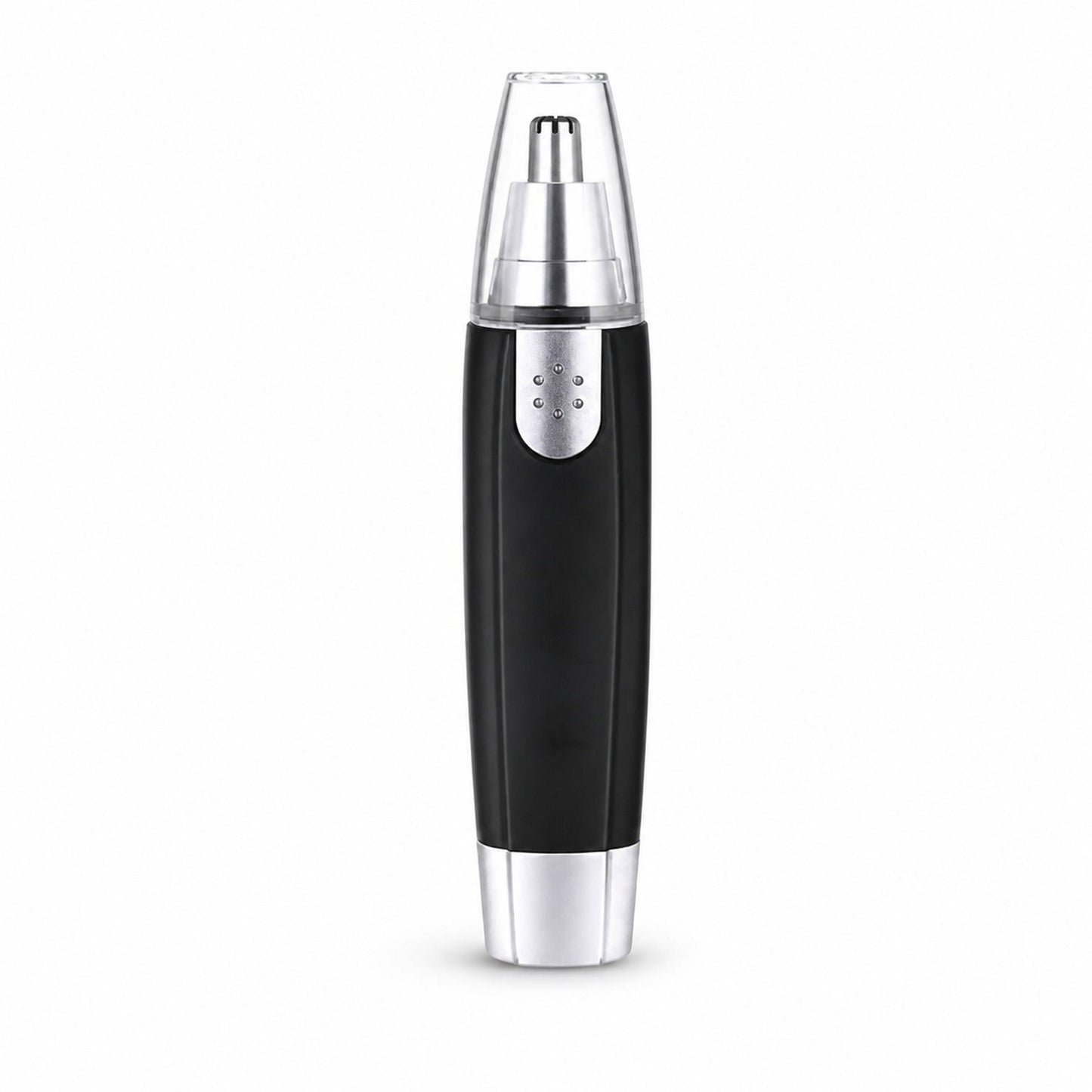 Hand holding the compact painless grooming device for nose and ear hair removal.