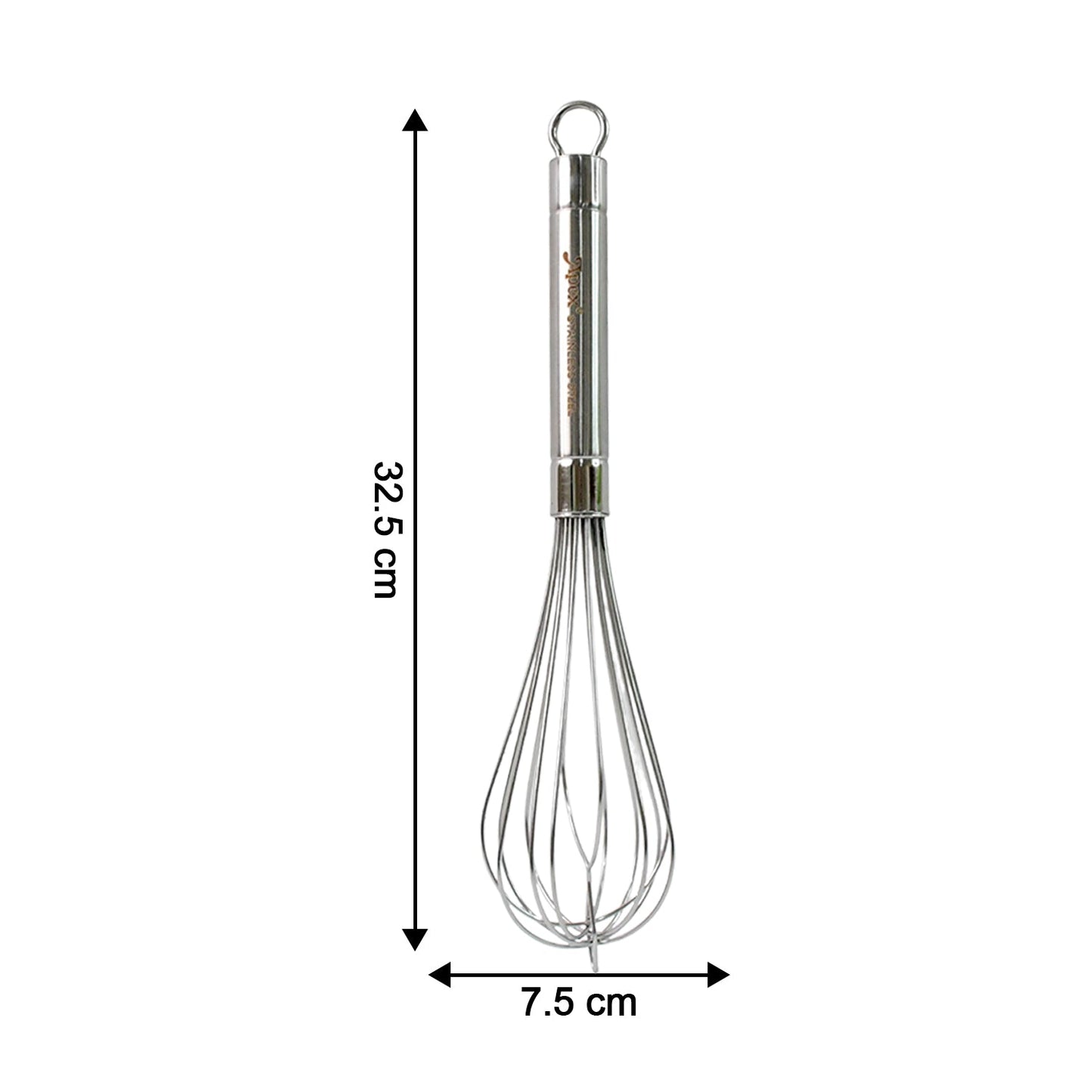 Kitchen whisk made of stainless steel with ergonomic handle