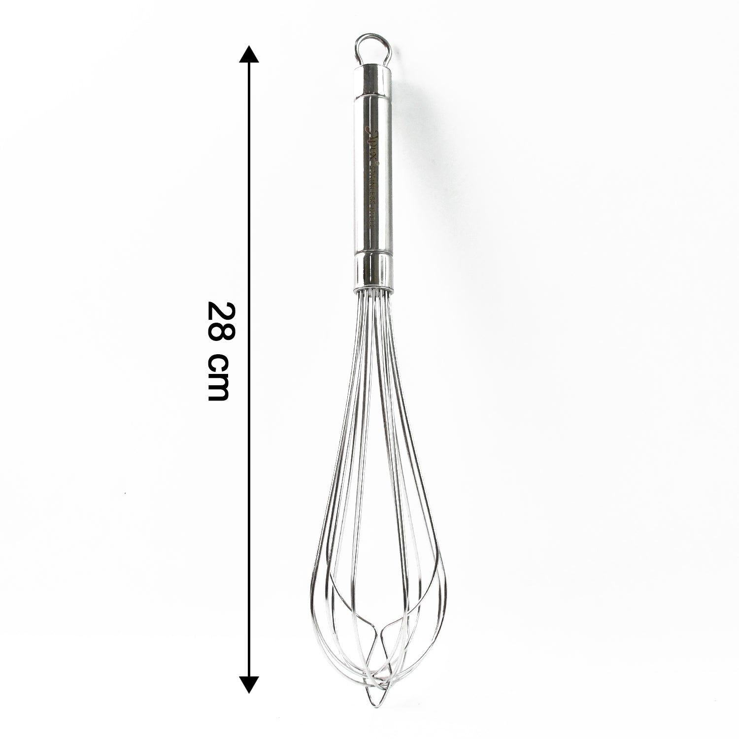 Detailed shot of polished stainless steel wires on hand whisk
