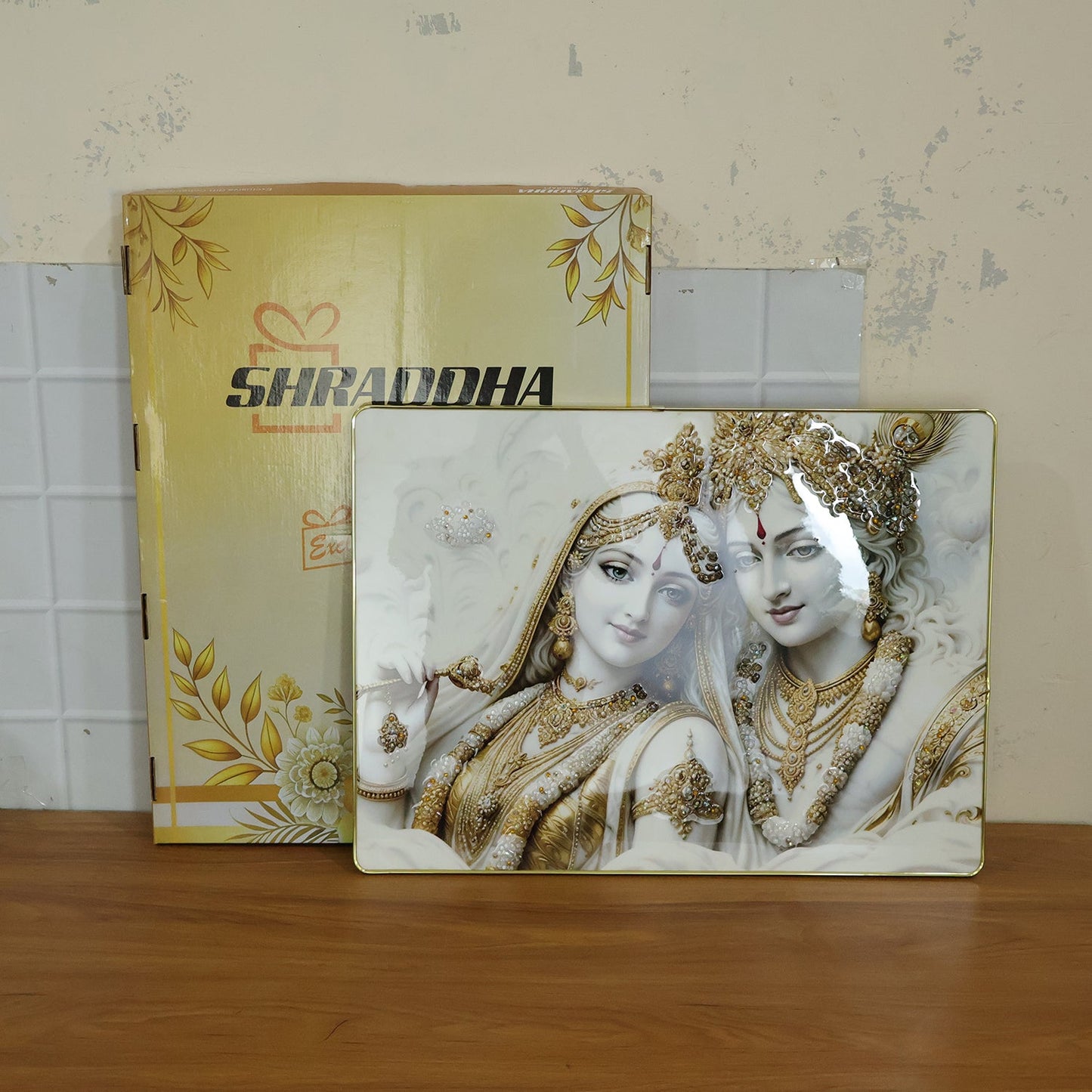 Radha Krishna spiritual wall art in elegant style