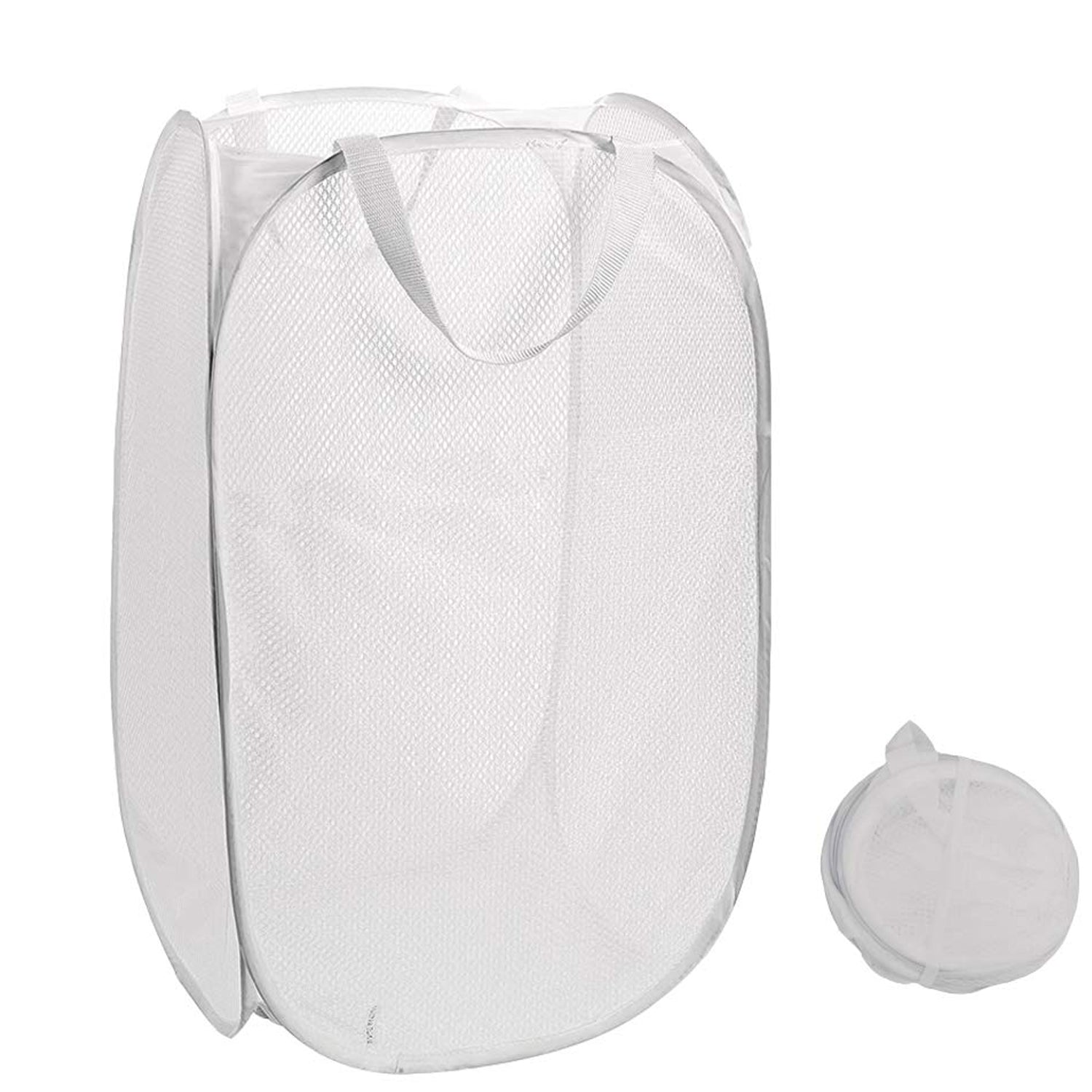 Organizing clothes with collapsible mesh laundry hamper
