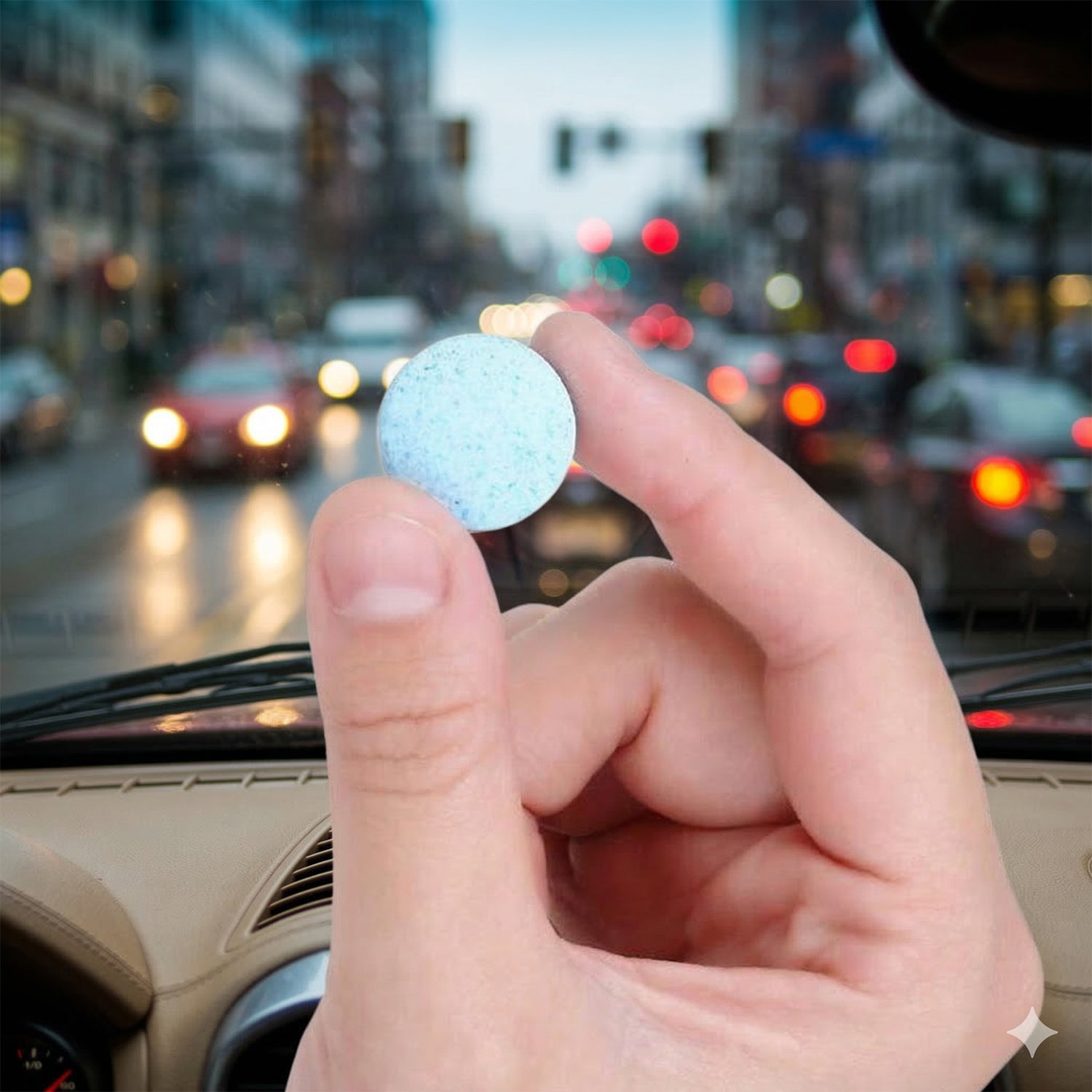 Car glass cleaner tablets for streak-free shine