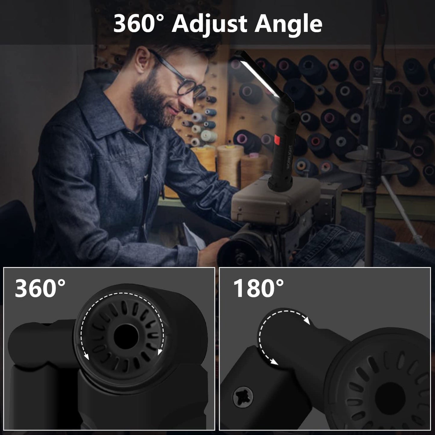Portable rechargeable LED work light suitable for home use