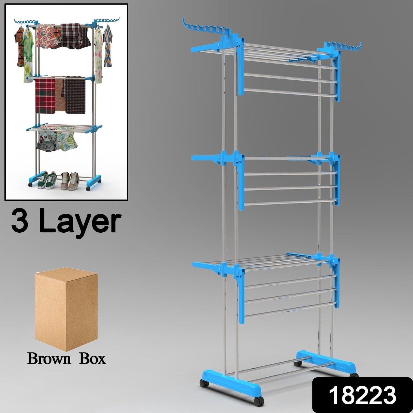 The heavy-duty stainless steel cloth drying stand, suitable for indoor and outdoor use.
