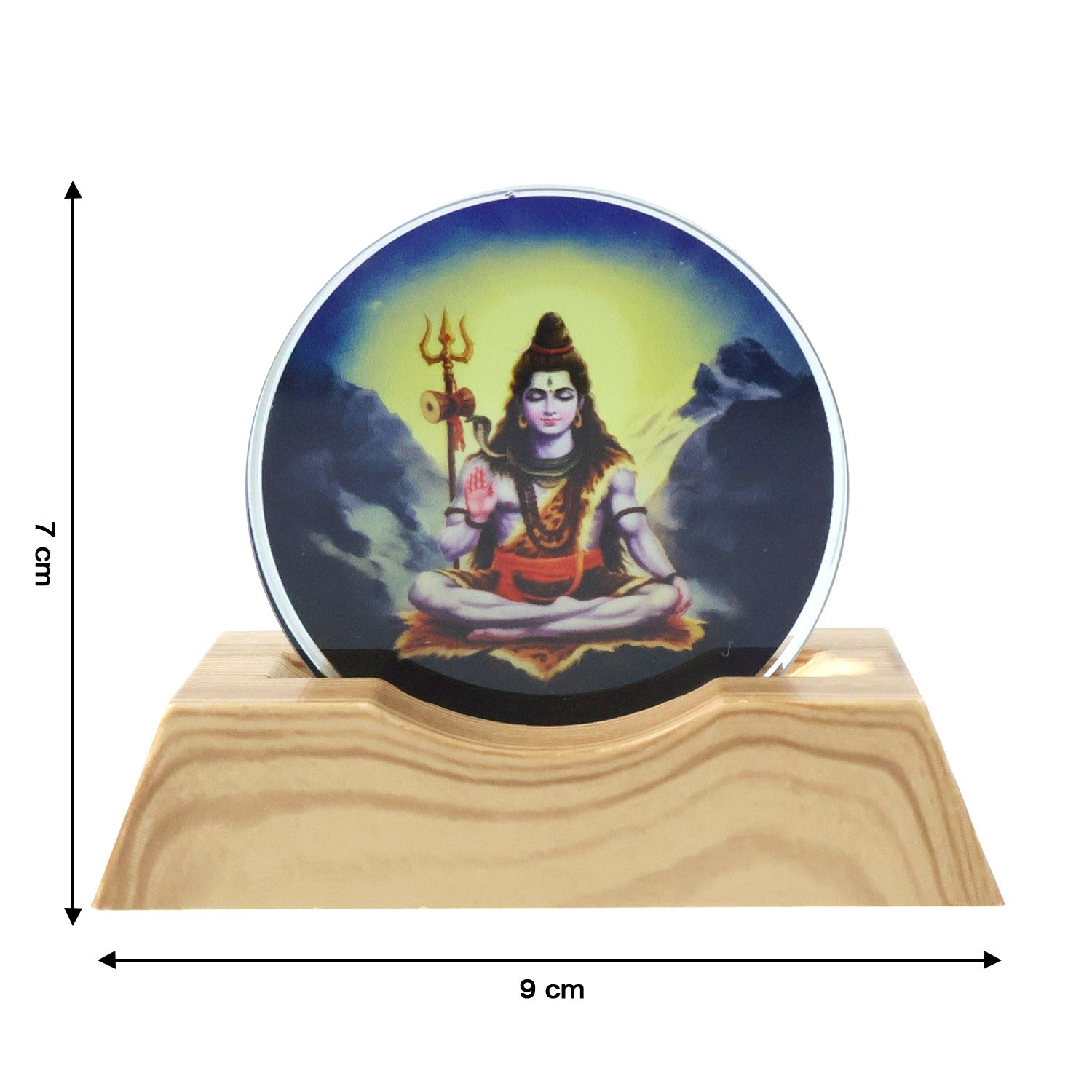 Close-up of 3D Lord Shiva LED night lamp's acrylic panel and base