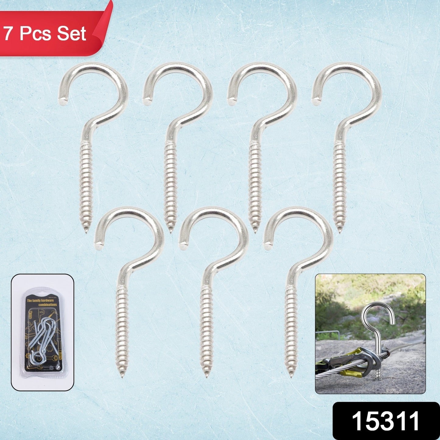 Set of stainless steel eye hooks screws for home improvement projects