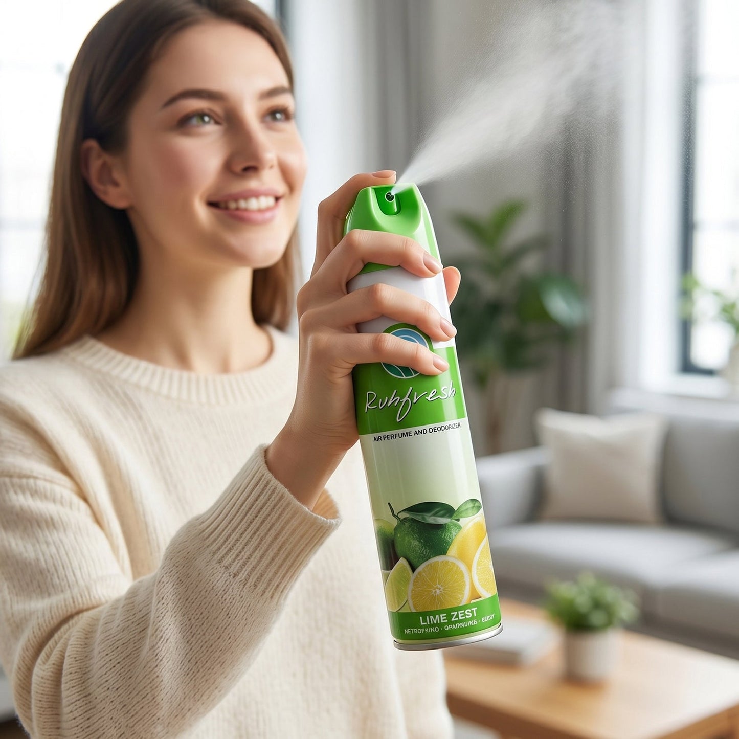 220 ML Lime Zest freshener spray bottle on shelf