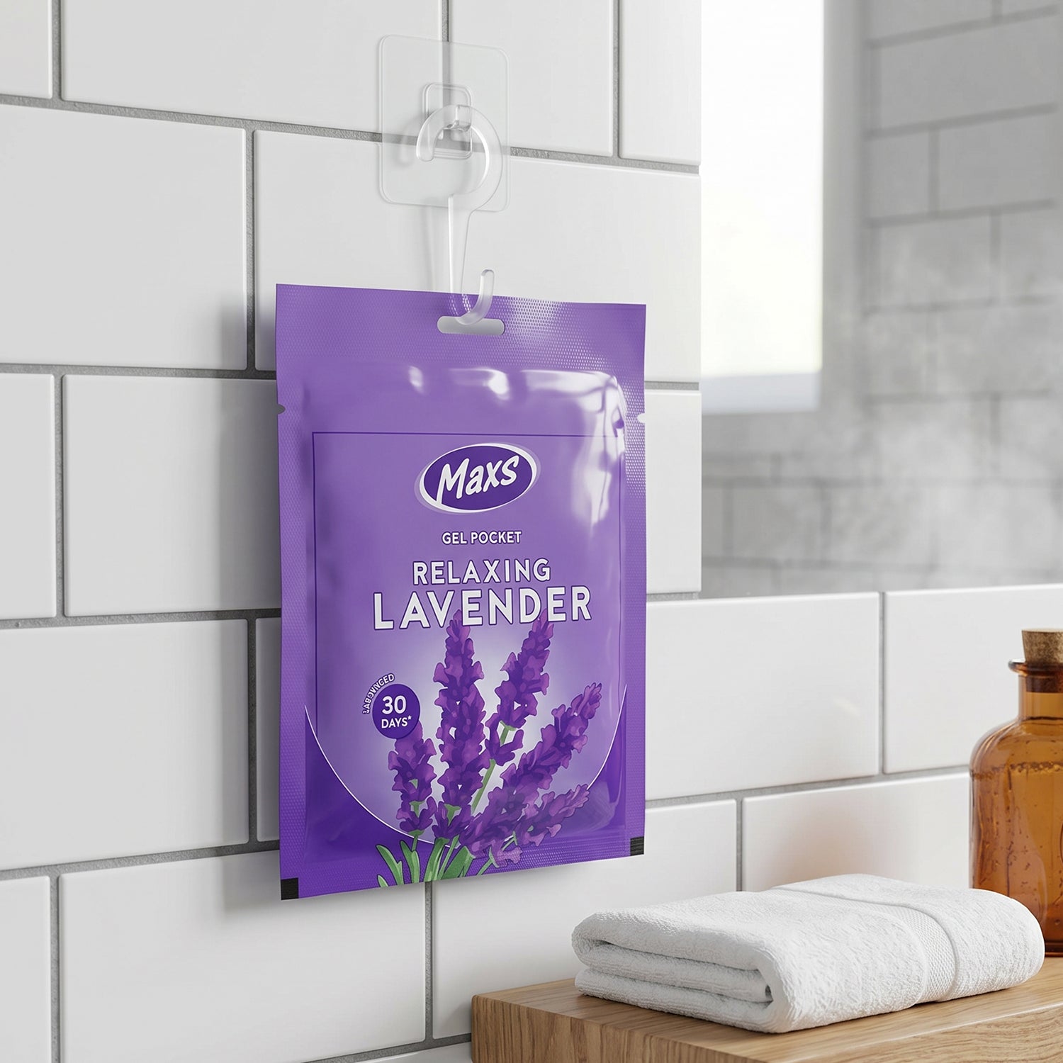 Maxs Lavender Gel Air Freshener, ideal for small spaces like wardrobes.