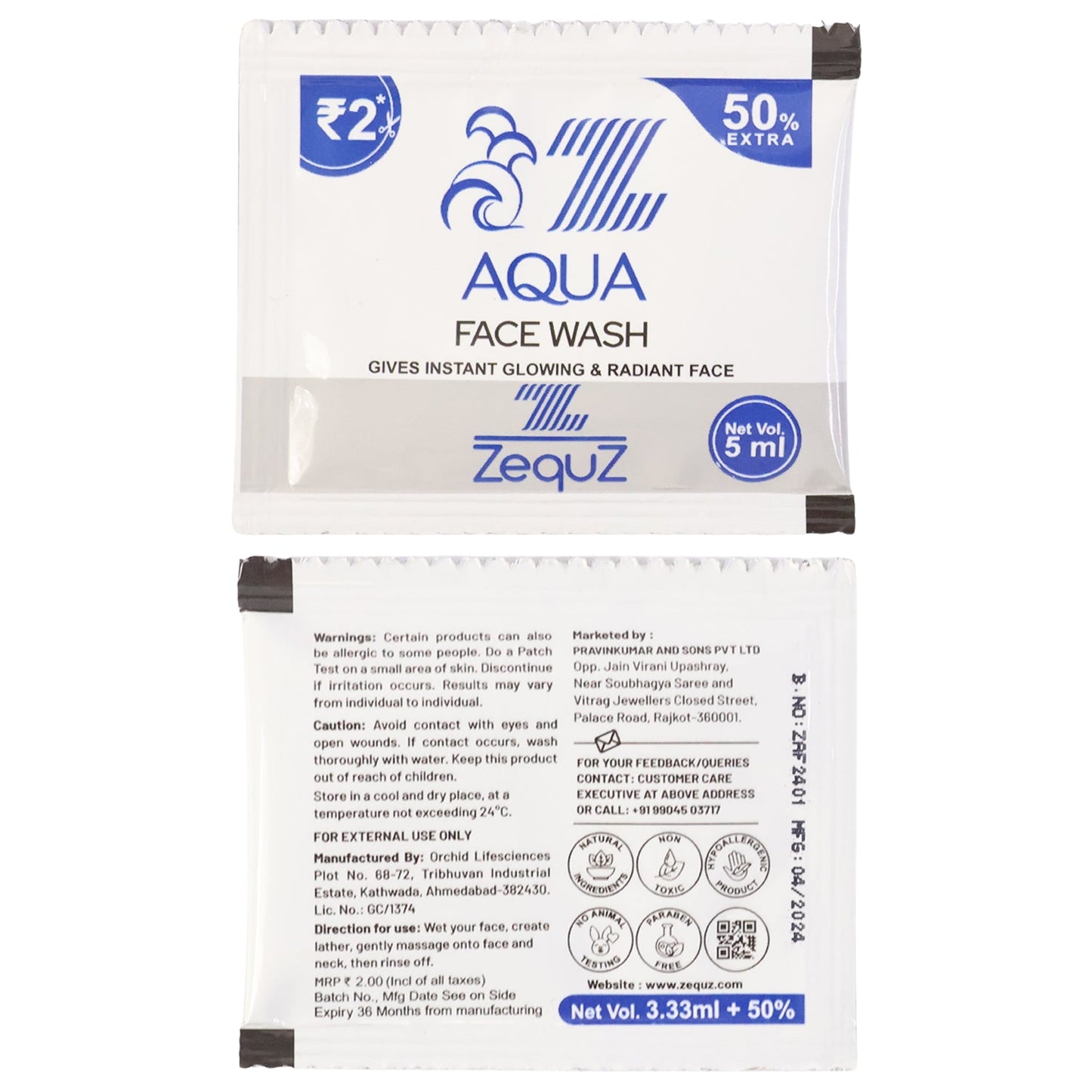 Hydrating and gentle foam face wash sachet for glowing and refreshed skin.