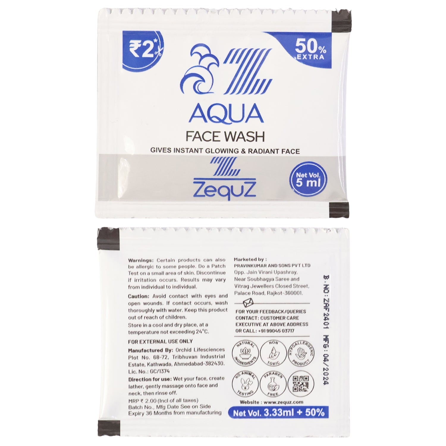 Hydrating and gentle foam face wash sachet for glowing and refreshed skin.