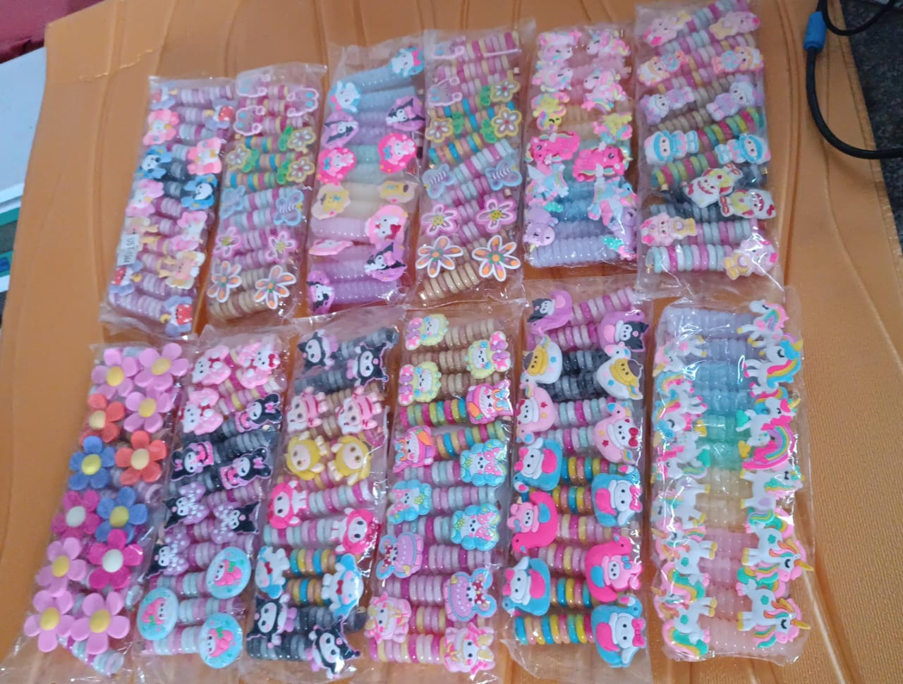 Assortment of vibrant telephone wire hairbands for girls