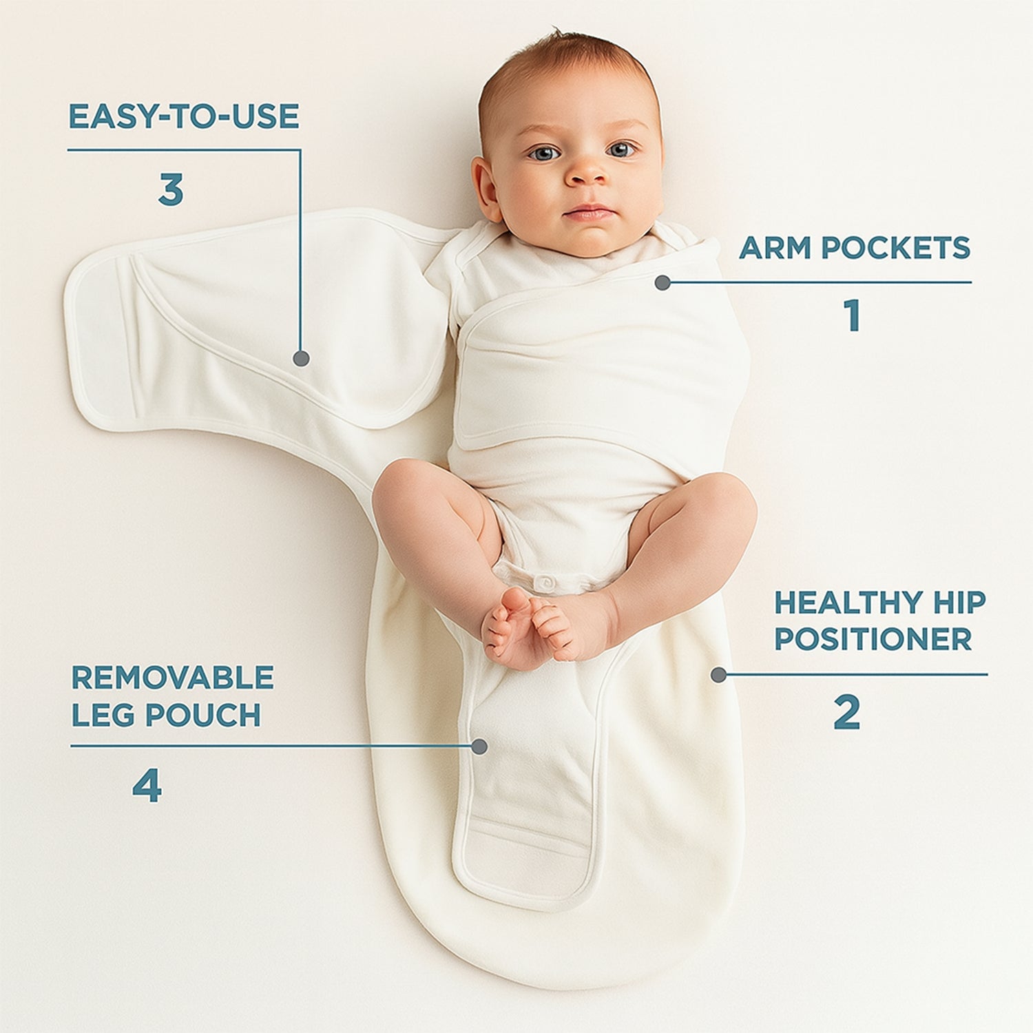 Compact soft cotton baby swaddle wrap folded neatly