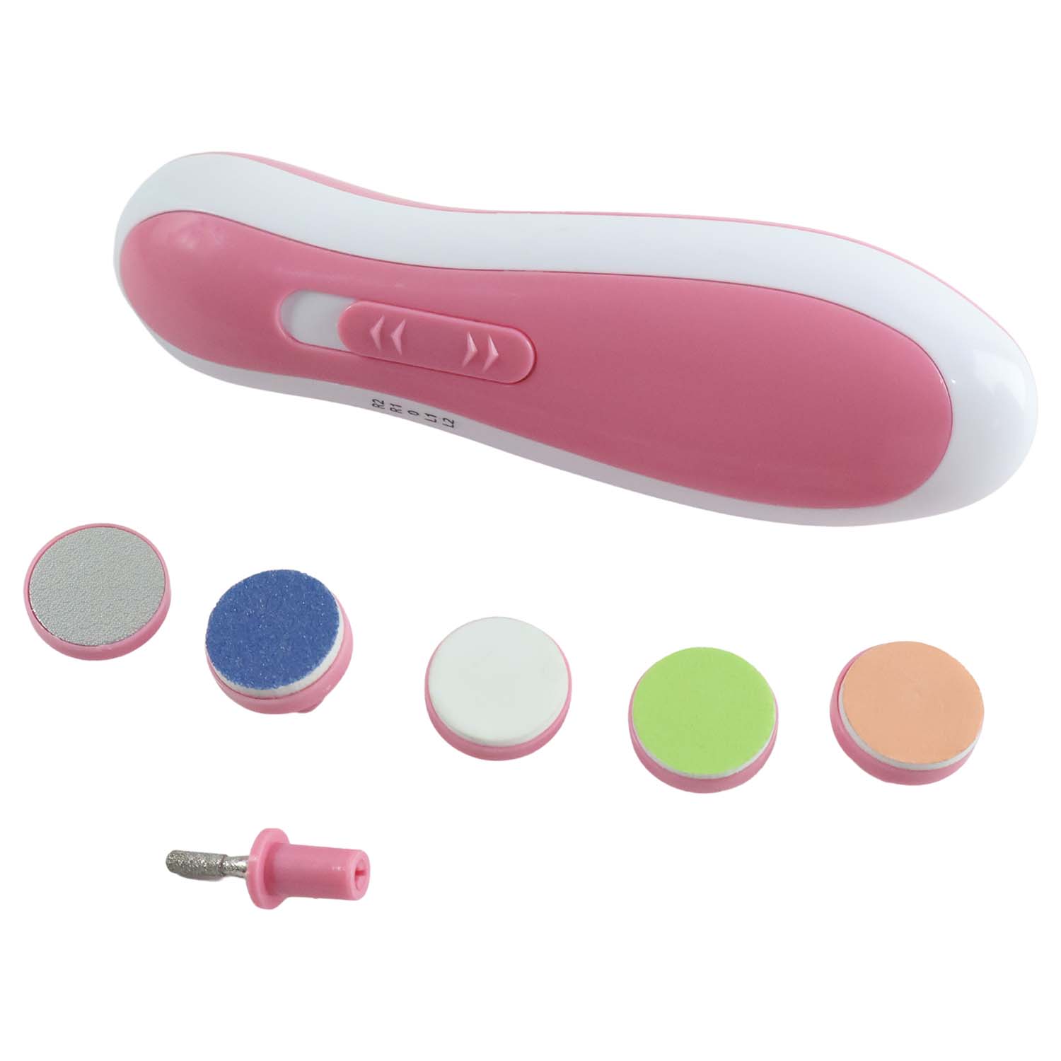 Diagram illustrating the specific grinding heads designed for adult nail polishing and shaping.