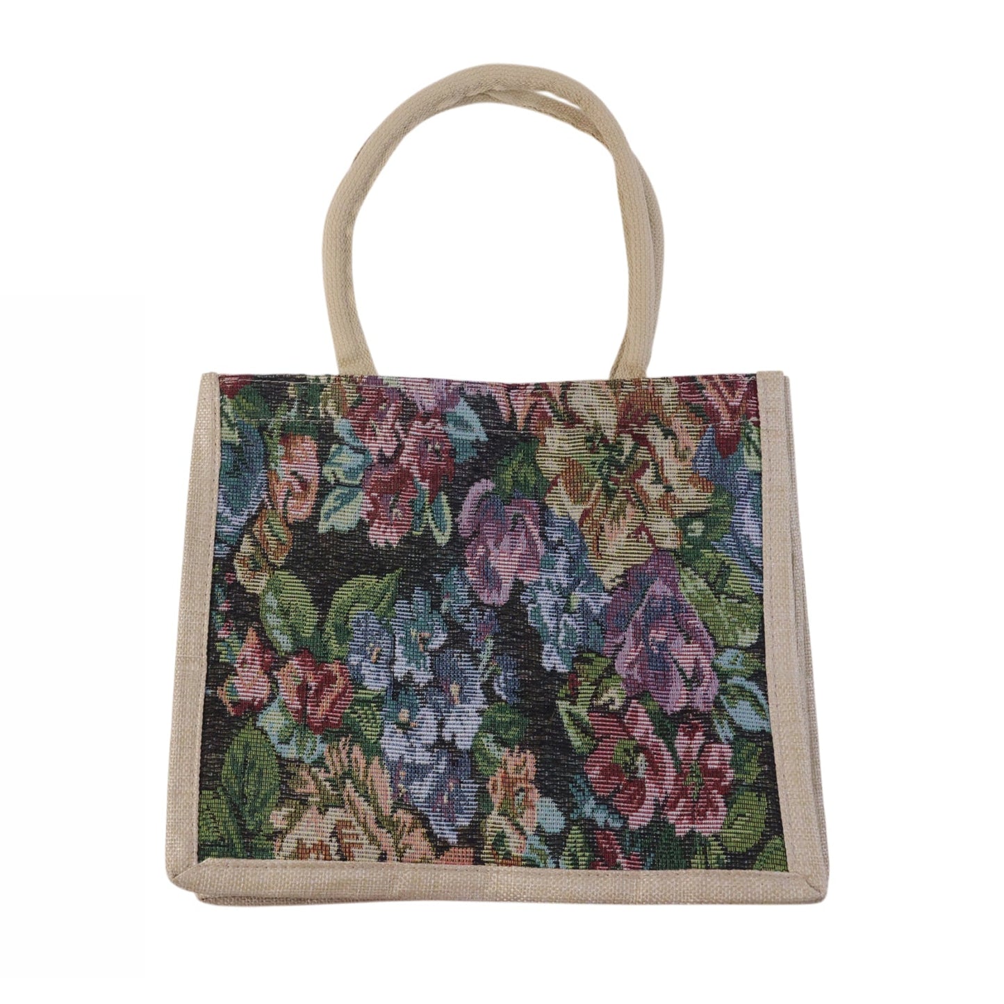Elegant floral print tote bag showcasing durability and style