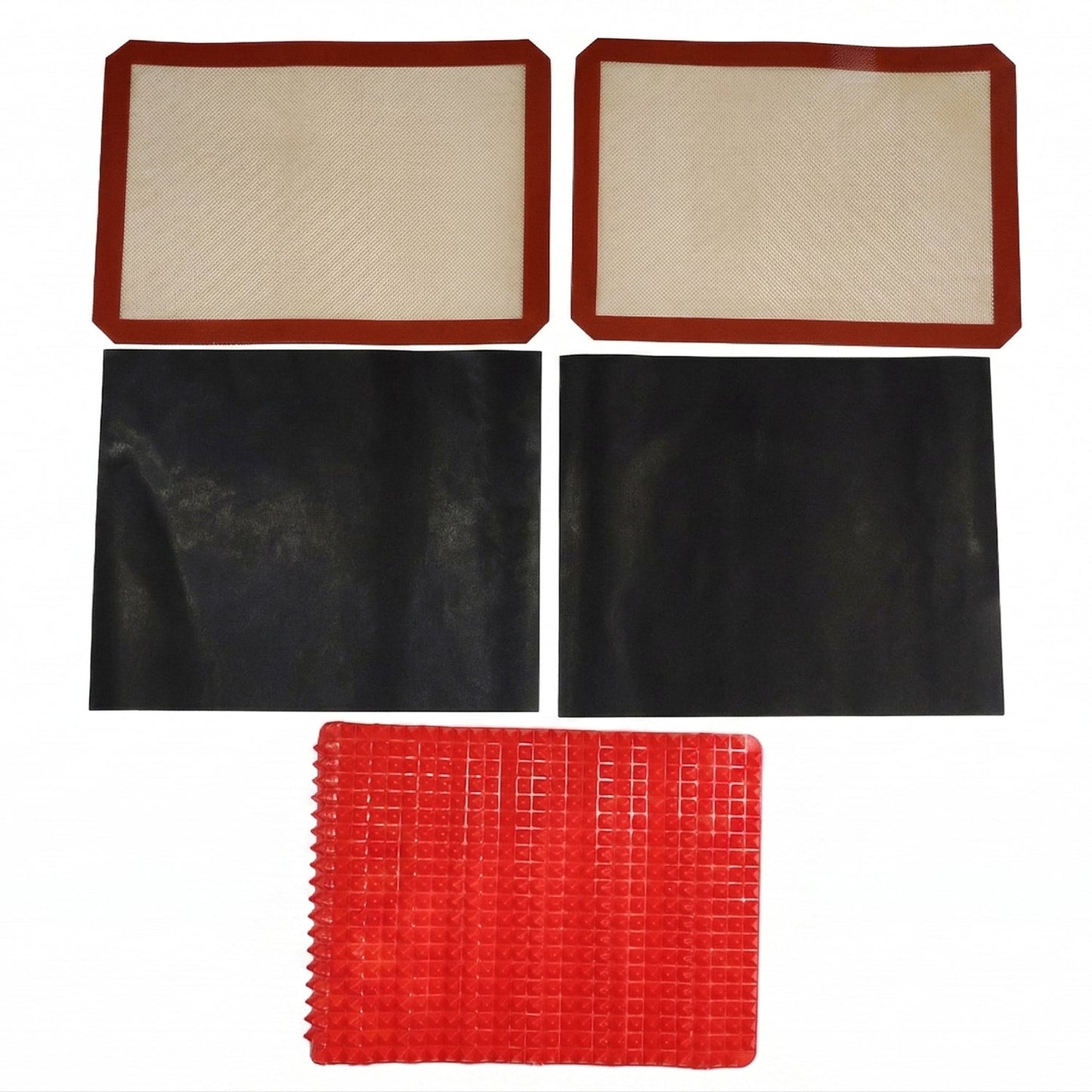 Set of 5 reusable silicone oven mats for baking and cooking