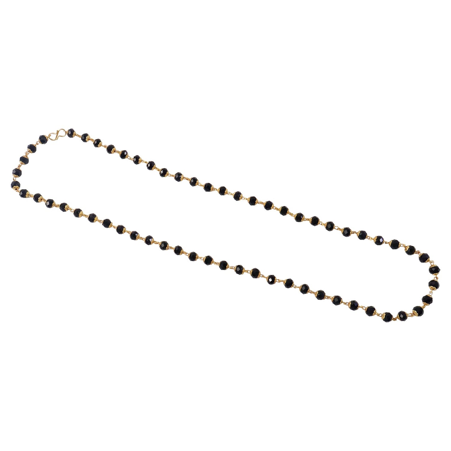 Stylish gold accented black bead chain necklace for ethnic wear