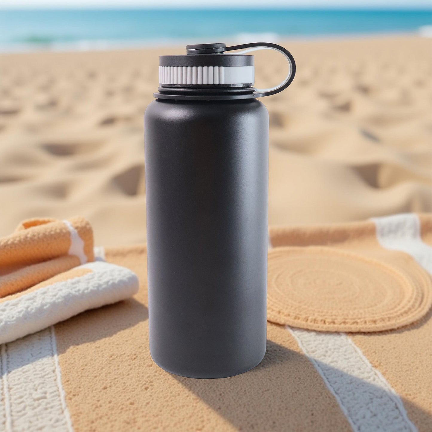 Durable stainless steel water bottle with double wall insulation