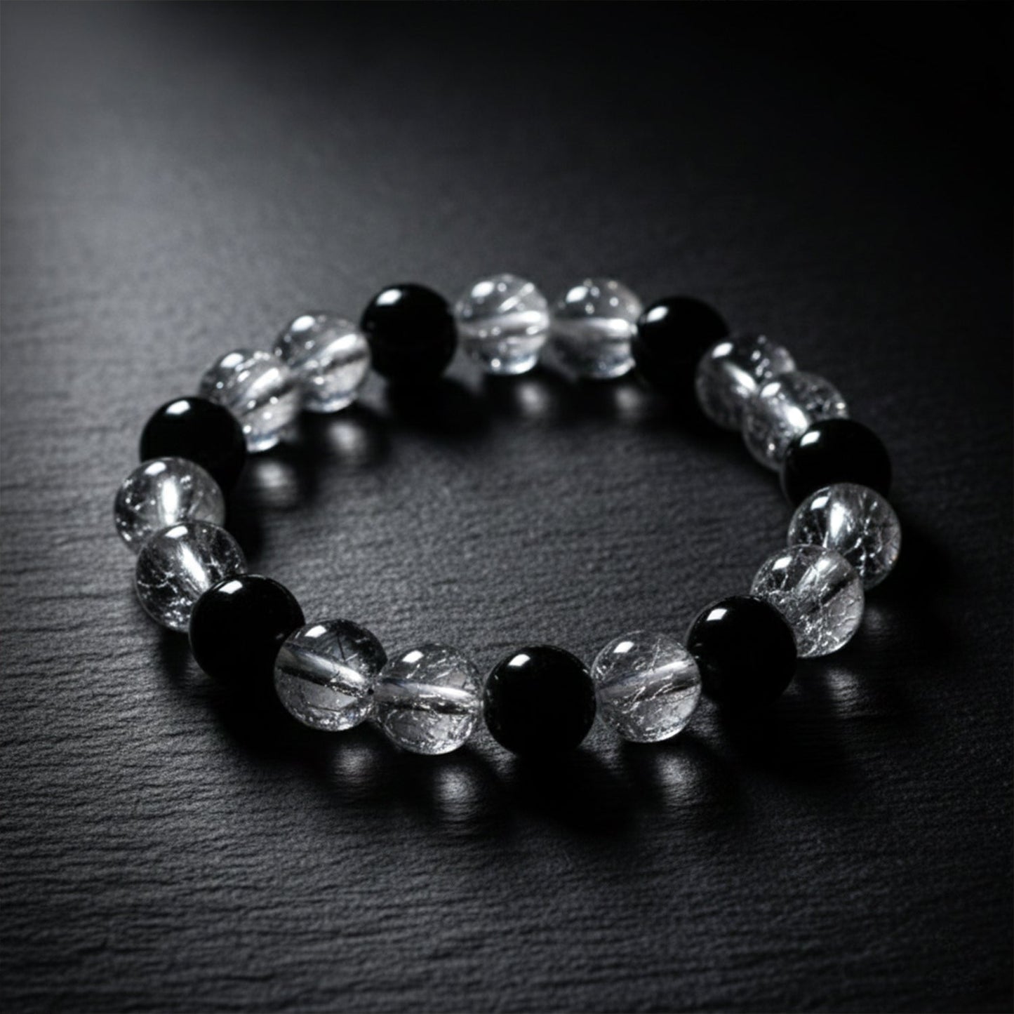 Fashion accessory dual-tone crystal beaded elastic bracelet