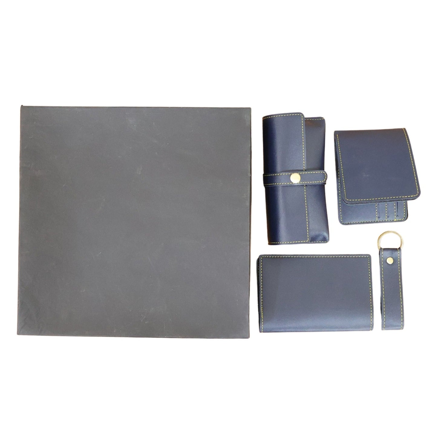 Men’s accessories gift set including wallet, keychain, and pouch in premium PU leather
