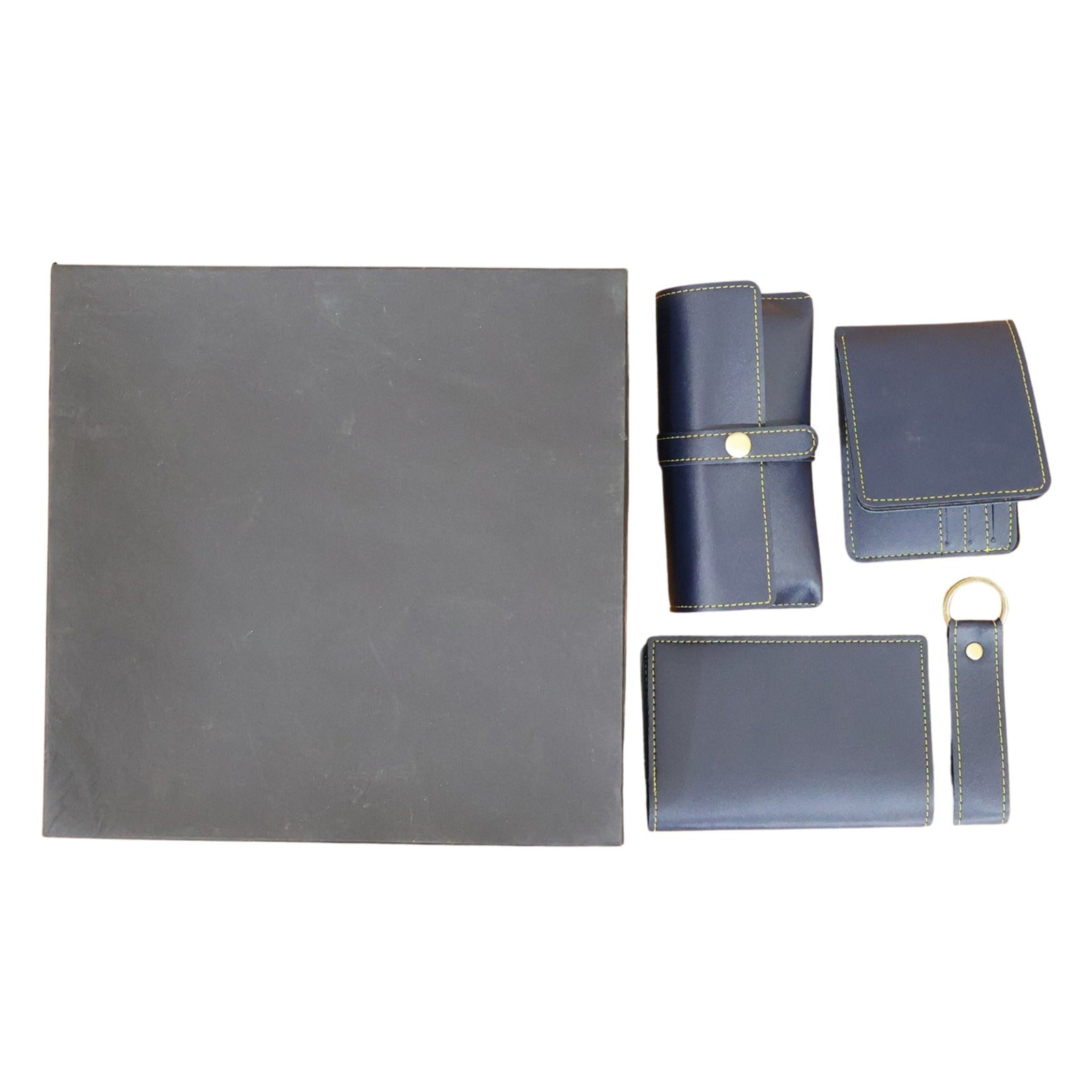 Men’s accessories gift set including wallet, keychain, and pouch in premium PU leather