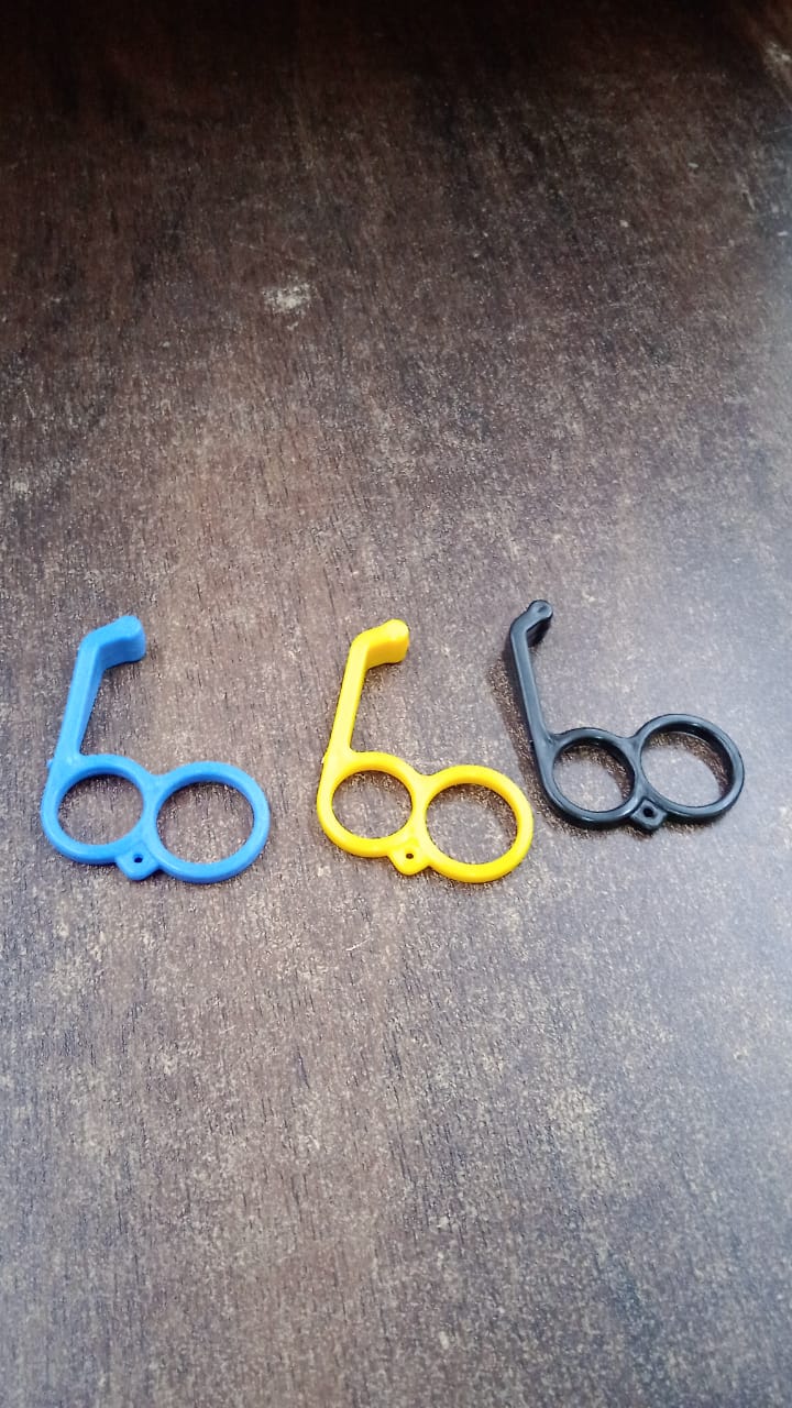 Close-up of hook-style plastic mobile holder stand with universal fit