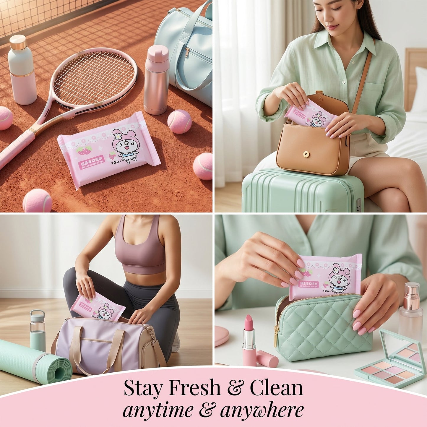 Soft wet wipes with colorful cartoon print for kids