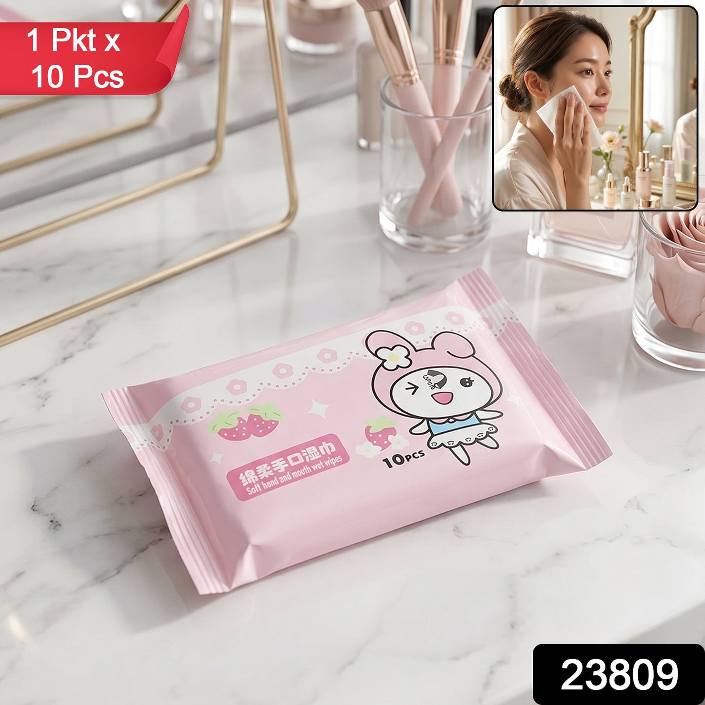 Close-up of cartoon printed wet wipes packaging for kids