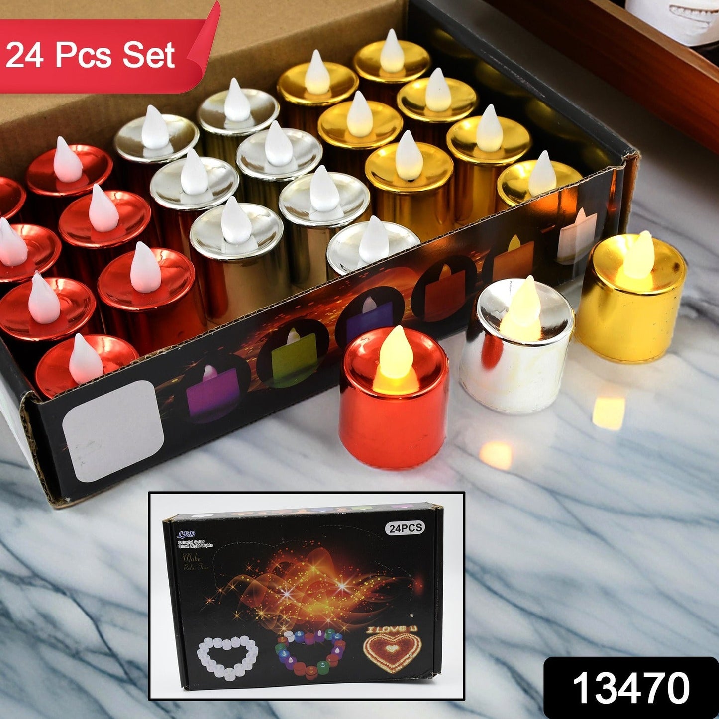 Single flameless LED Diya showcasing realistic flicker effect.