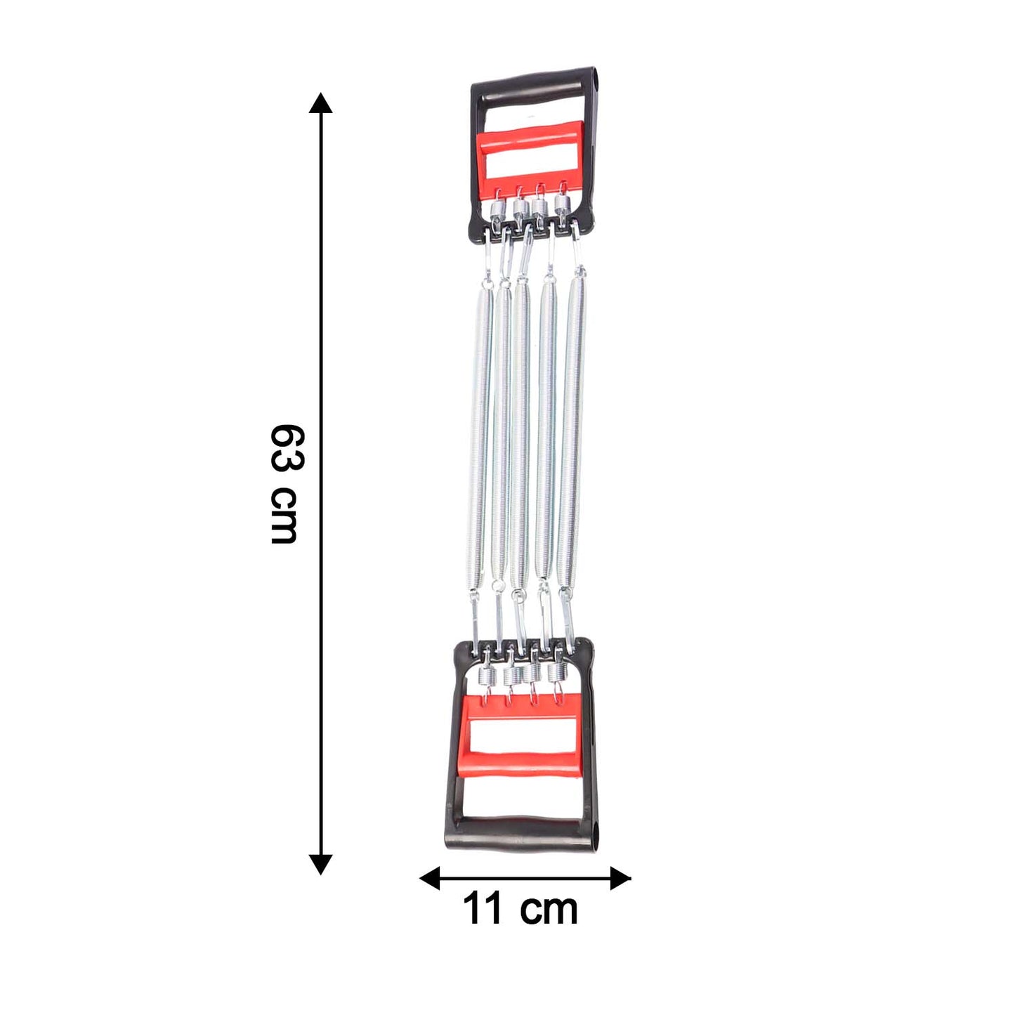 Product dimensions of 5-spring adjustable chest expander displayed