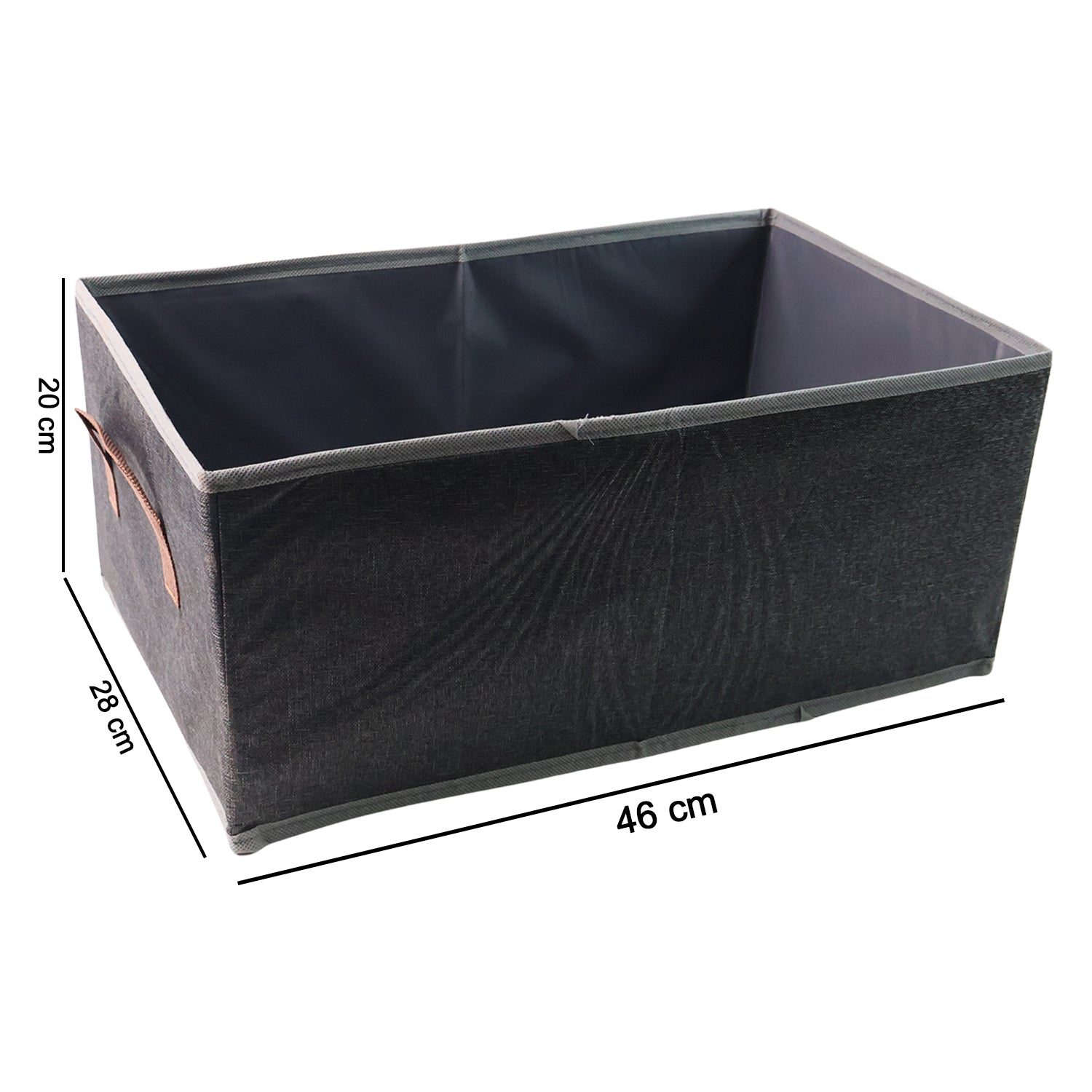 Foldable rectangular storage box collapsible for space-saving storage