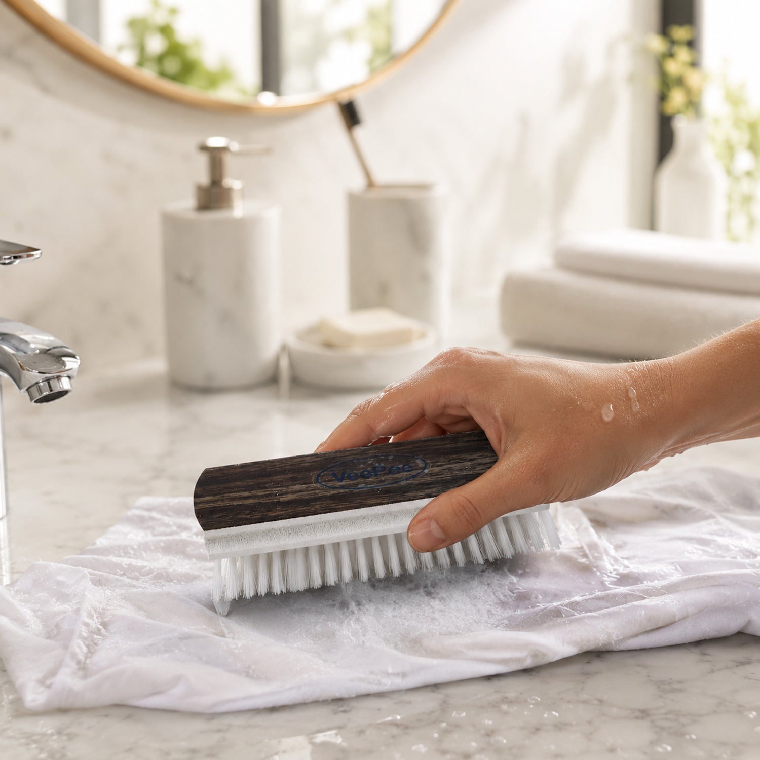 Cloth Wash Brush in Use for Fabric Cleaning