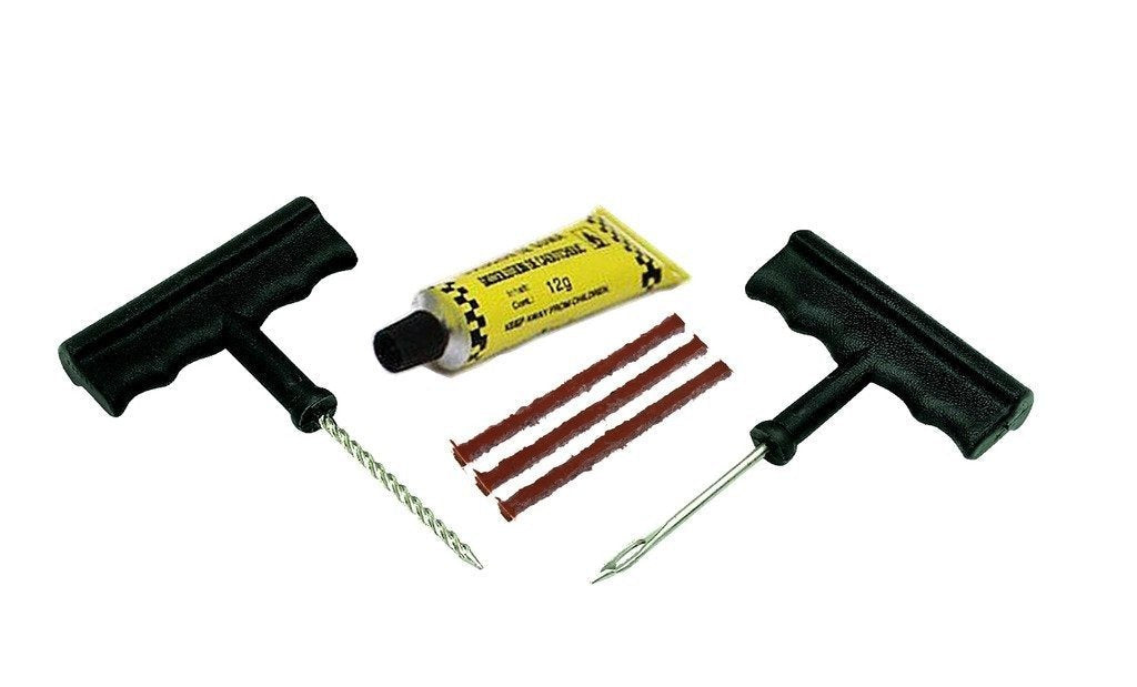 Essential **tubeless tyre puncture repair kit** for cars and bikes.