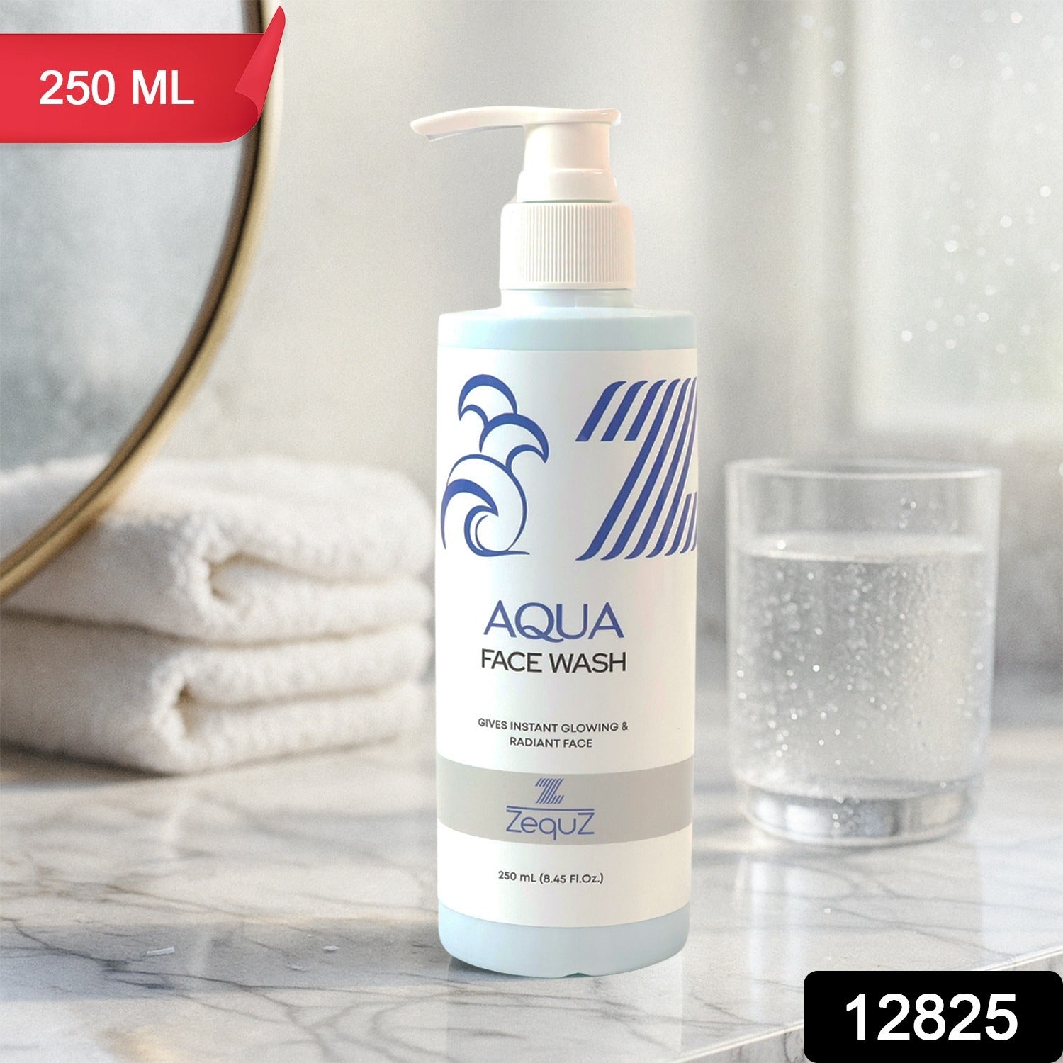 Close-up of Hydrating Aqua Face Wash in hygienic pump bottle