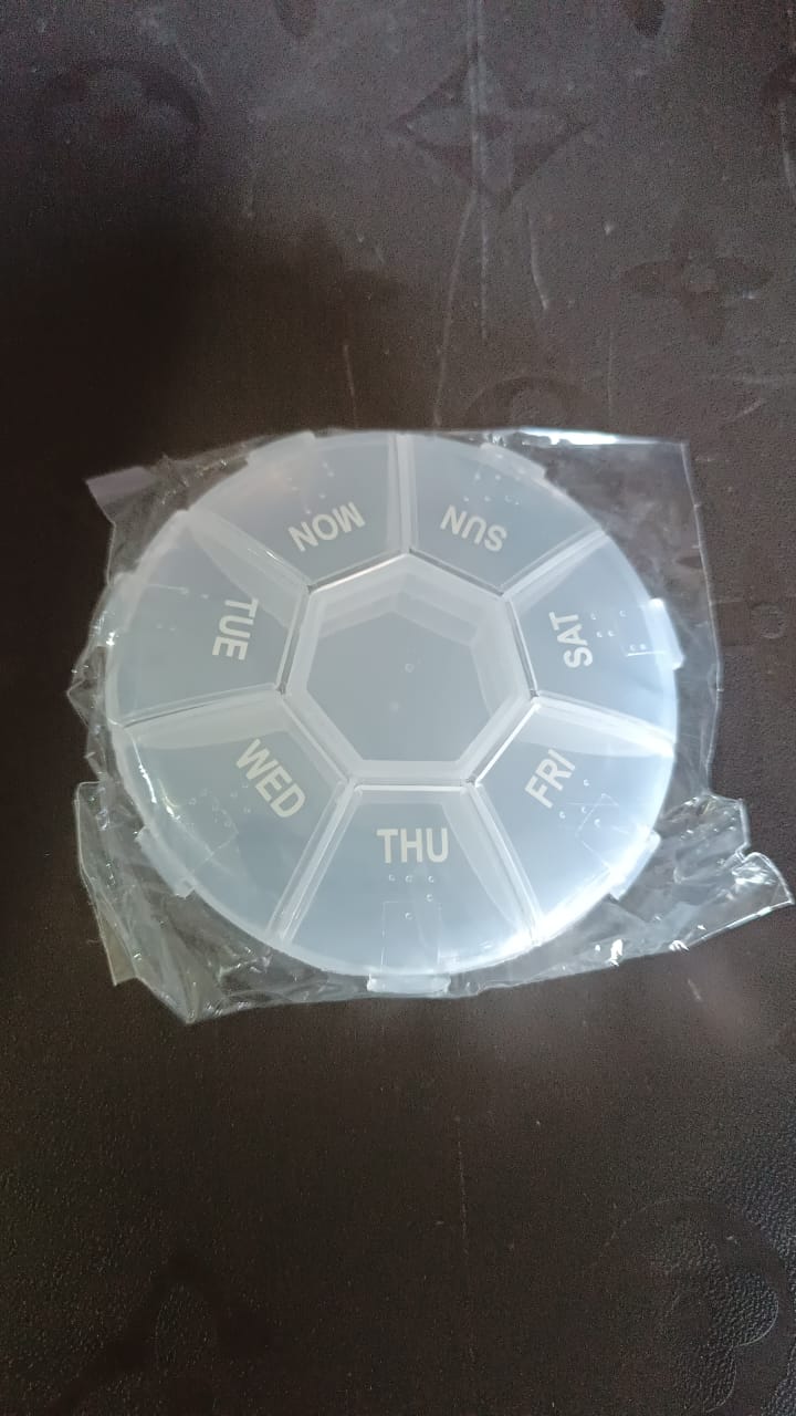 Compact side view of weekly pill organizer ideal for travel and daily use
