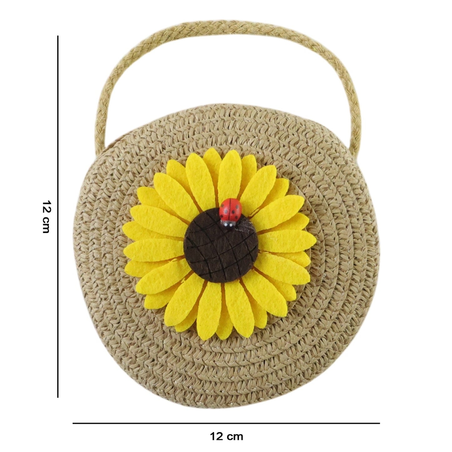 Close-up of sunflower pattern on mini crossbody purse
