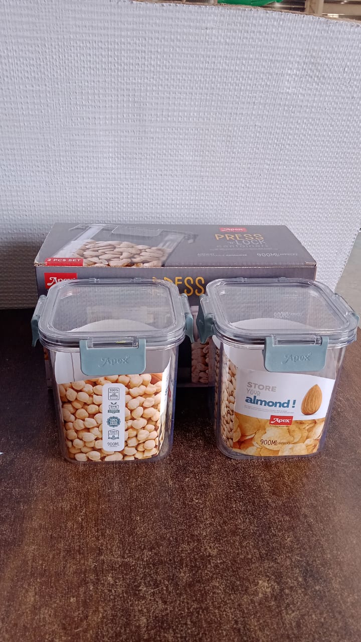 Apex airtight food storage containers with measurement scale showing size