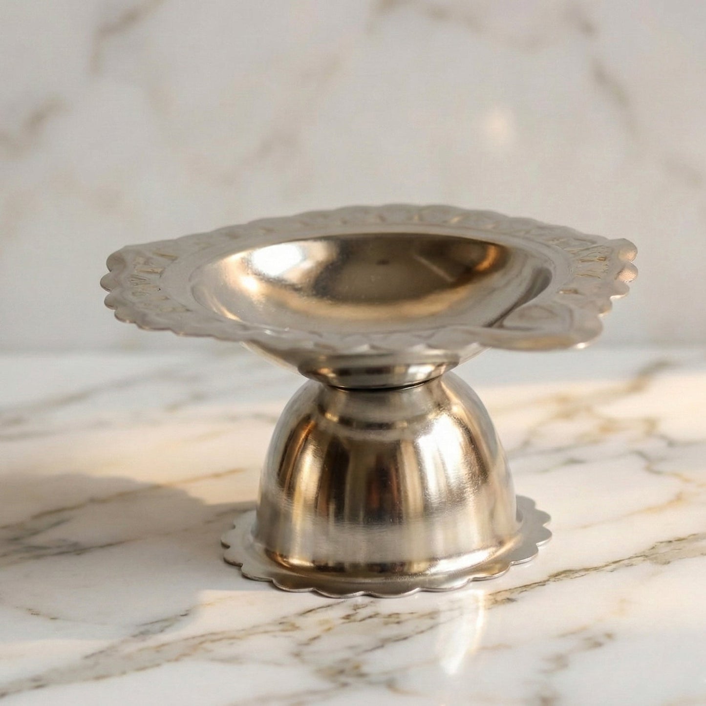 Classic stainless steel religious diya holder for daily worship