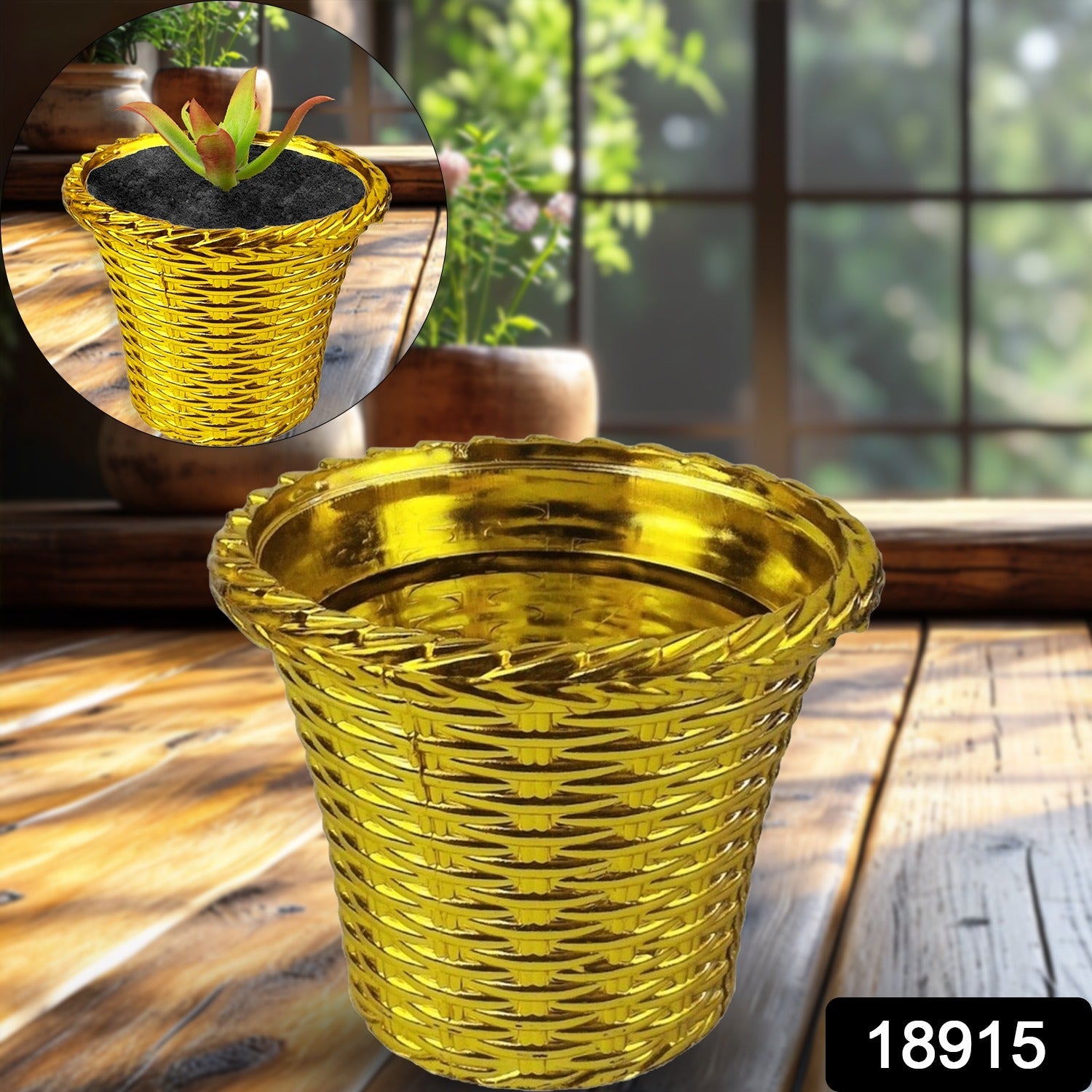 Close-up of durable BPA-free Valencia plastic planter pot