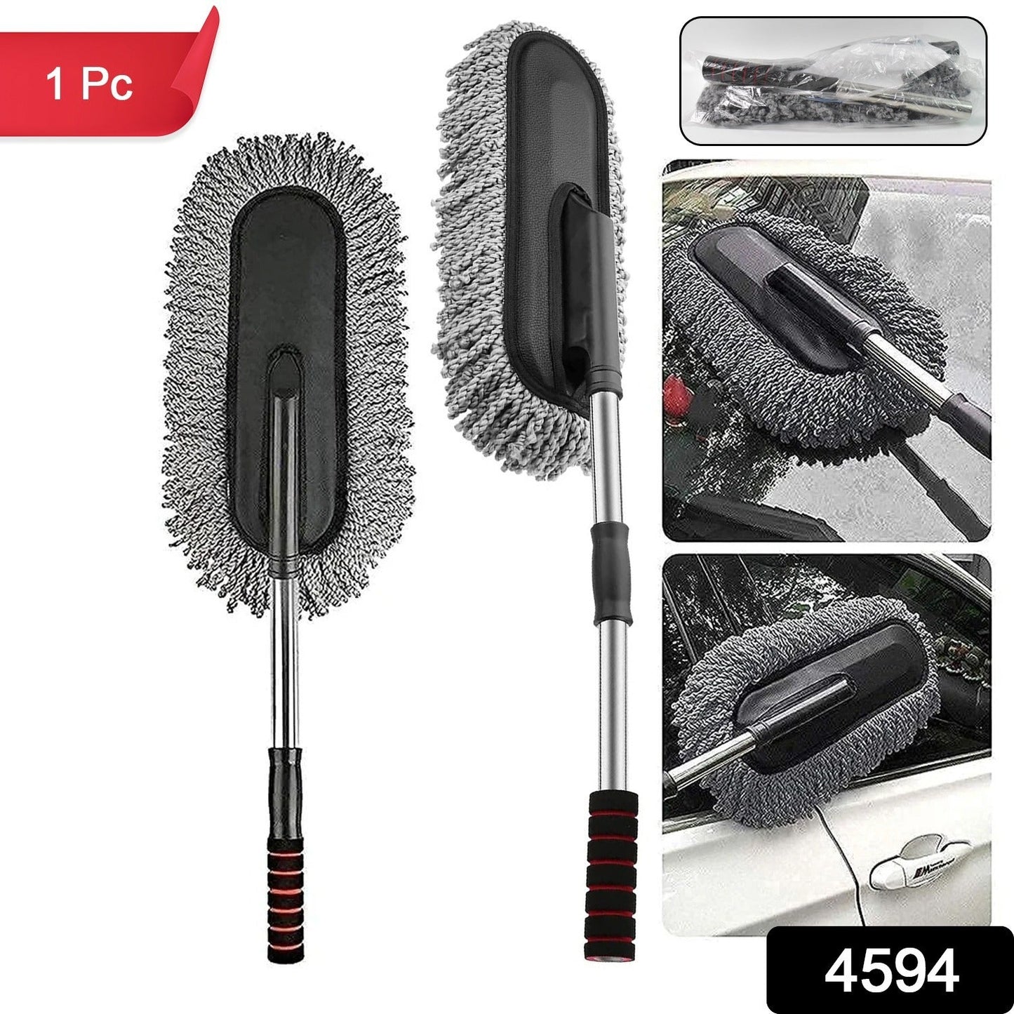Hand using the soft Car Dust Brush to meticulously clean a car's dashboard without scratching surfaces.