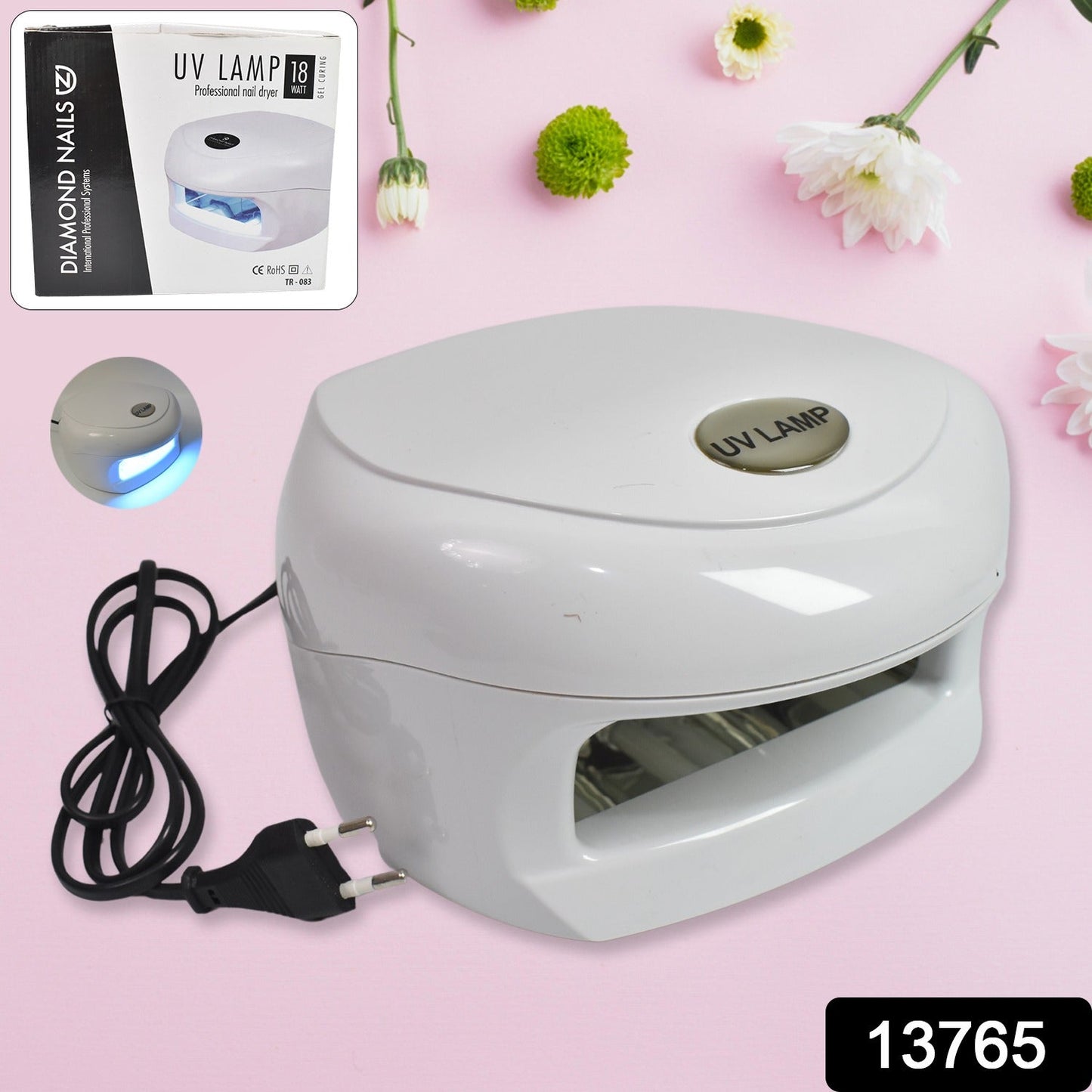Side view of the AuriGlam LED UV Nail Lamp, ideal for home and salon manicures.