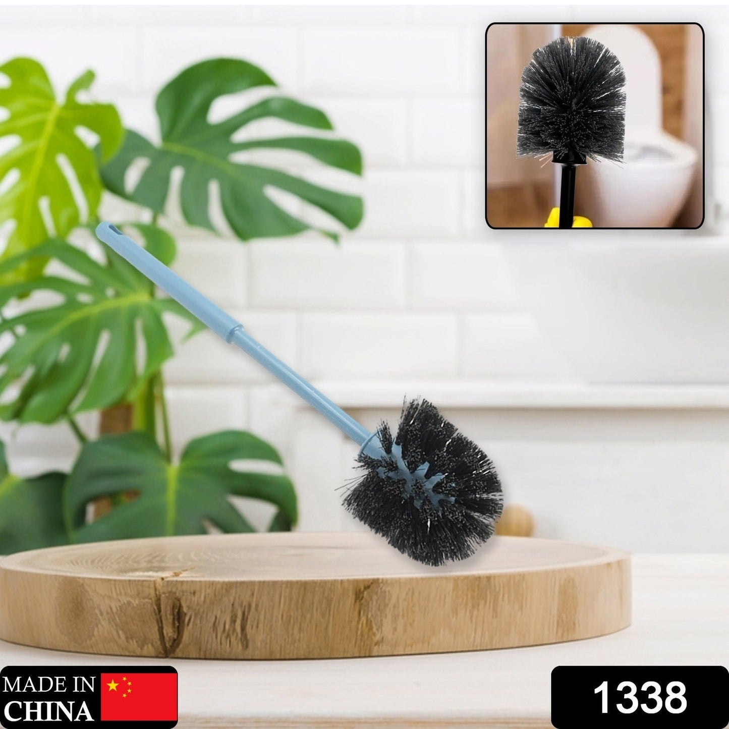Close-up of Bathora Round Toilet Brush sturdy nylon bristles for thorough cleaning.