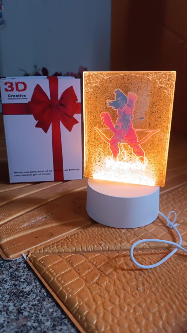 Box packaging for Lord Shree Ram 3D LED night lamp showing product details