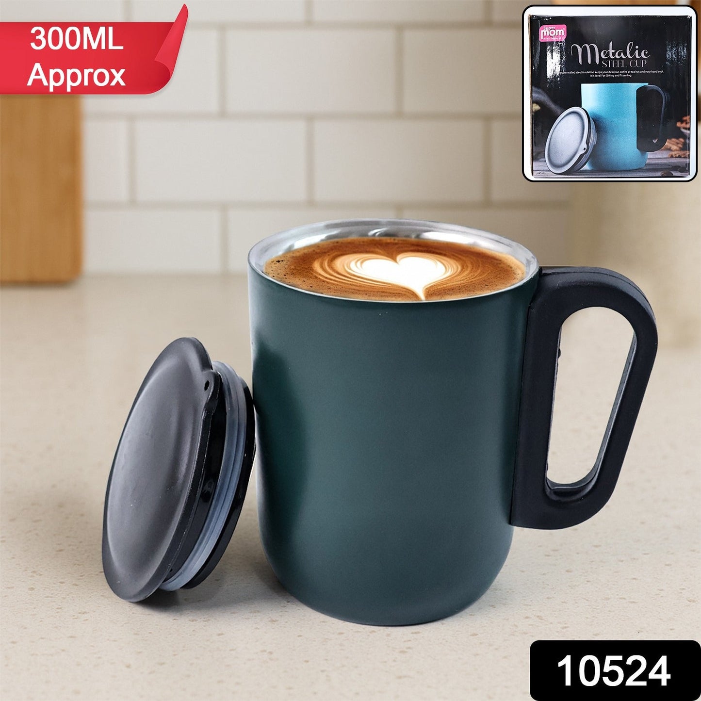 Double-wall stainless steel coffee mug with spill-resistant lid