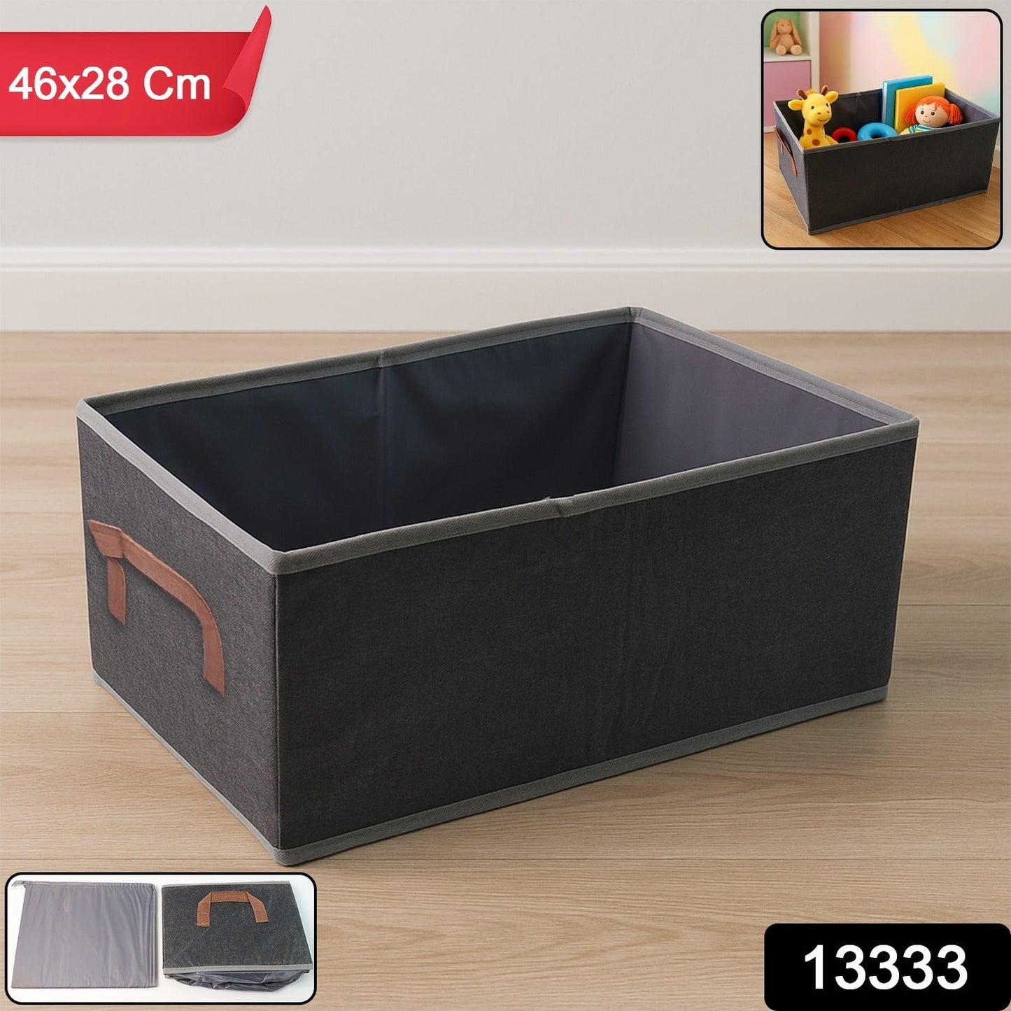 Durable fabric storage box with sturdy handle and modern design for multi-purpose use